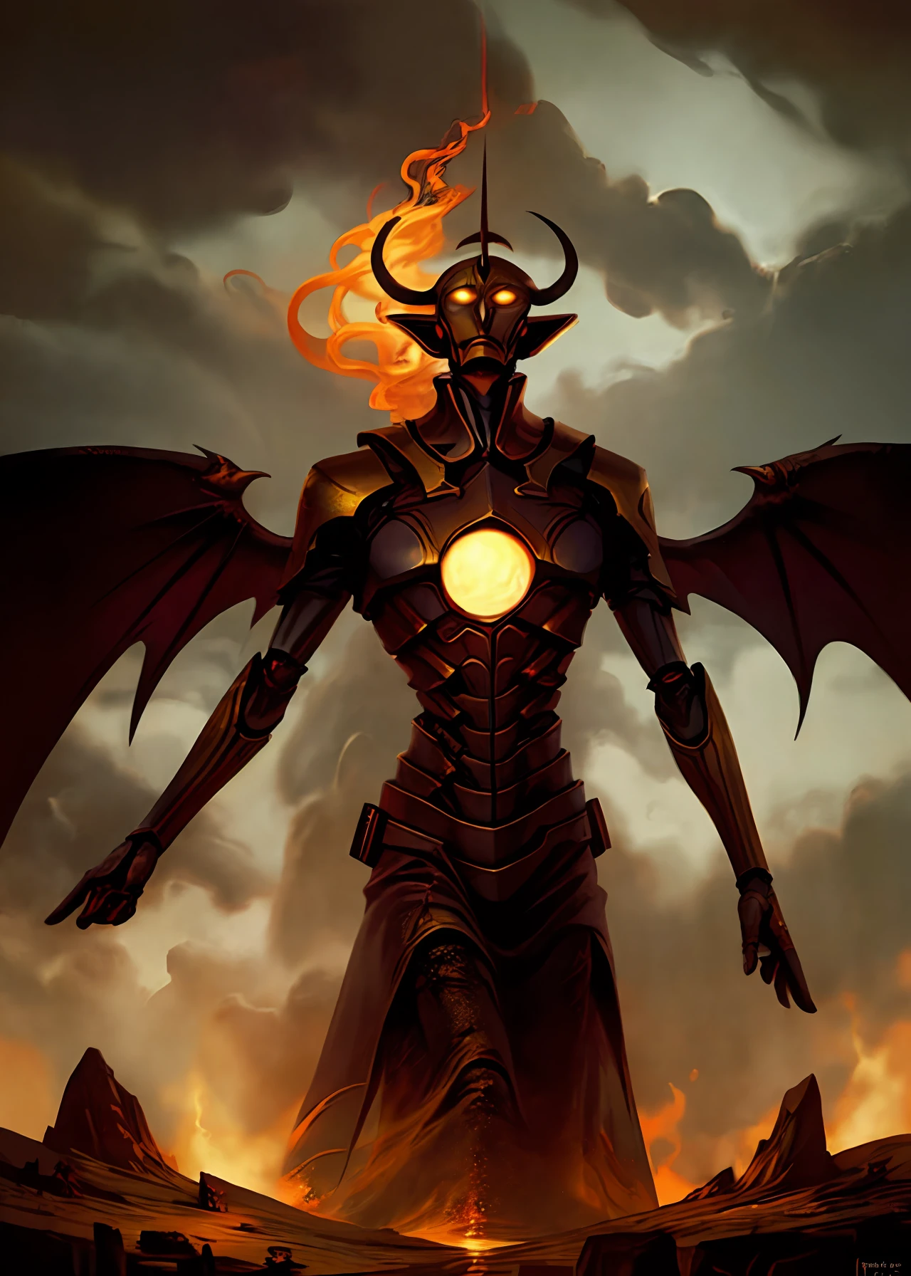 Demon King,droid,Lightbringer,Earth God,Extreme light and dark contrast,Background detail portrayal,immensity,Human confrontation,Energy background,afloat,Messenger of the Earth,