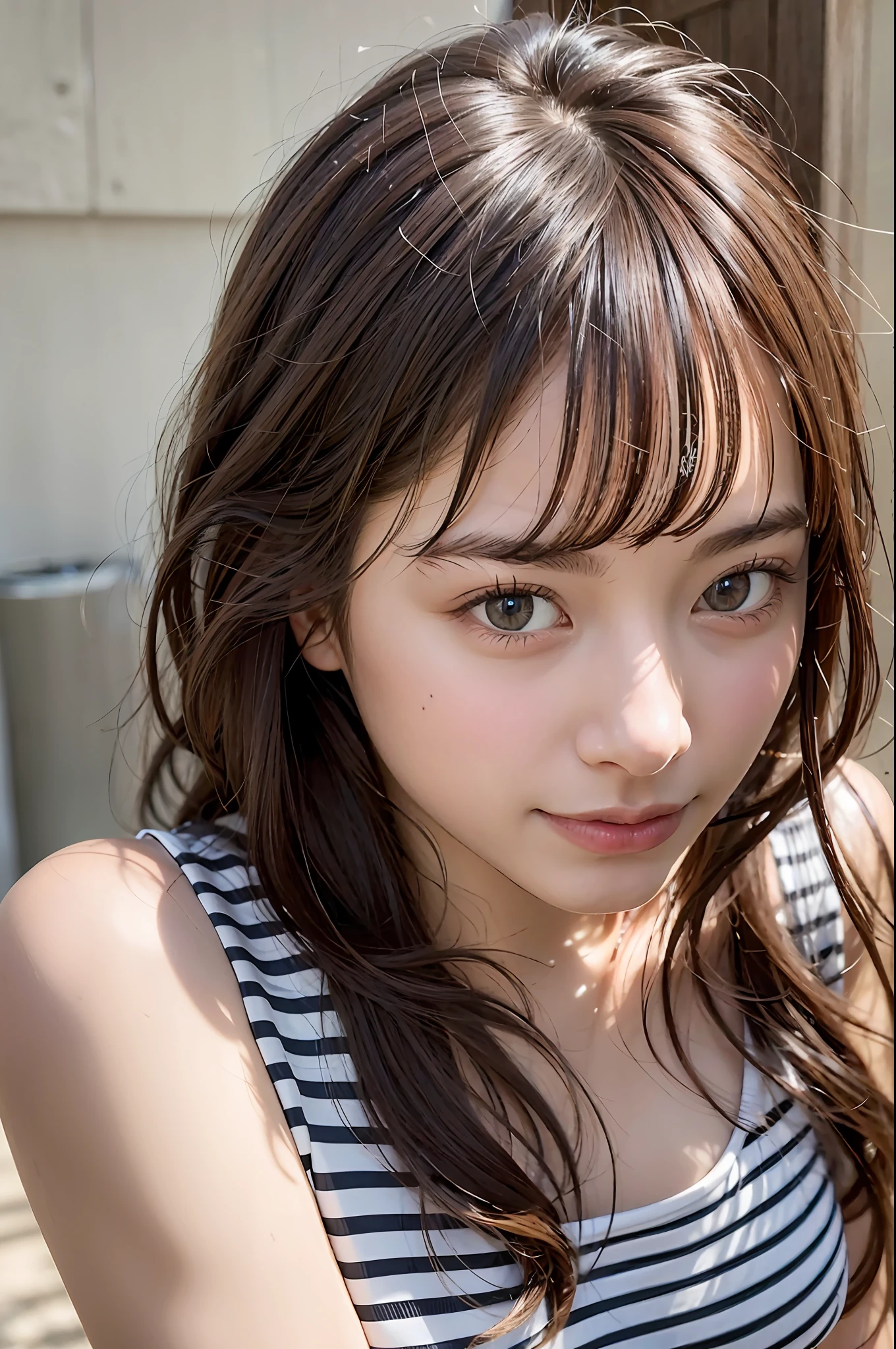 Best Quality, 超A high resolution, (Photorealistic:1.4), 1girl in, Striped bikini, gros-plan,