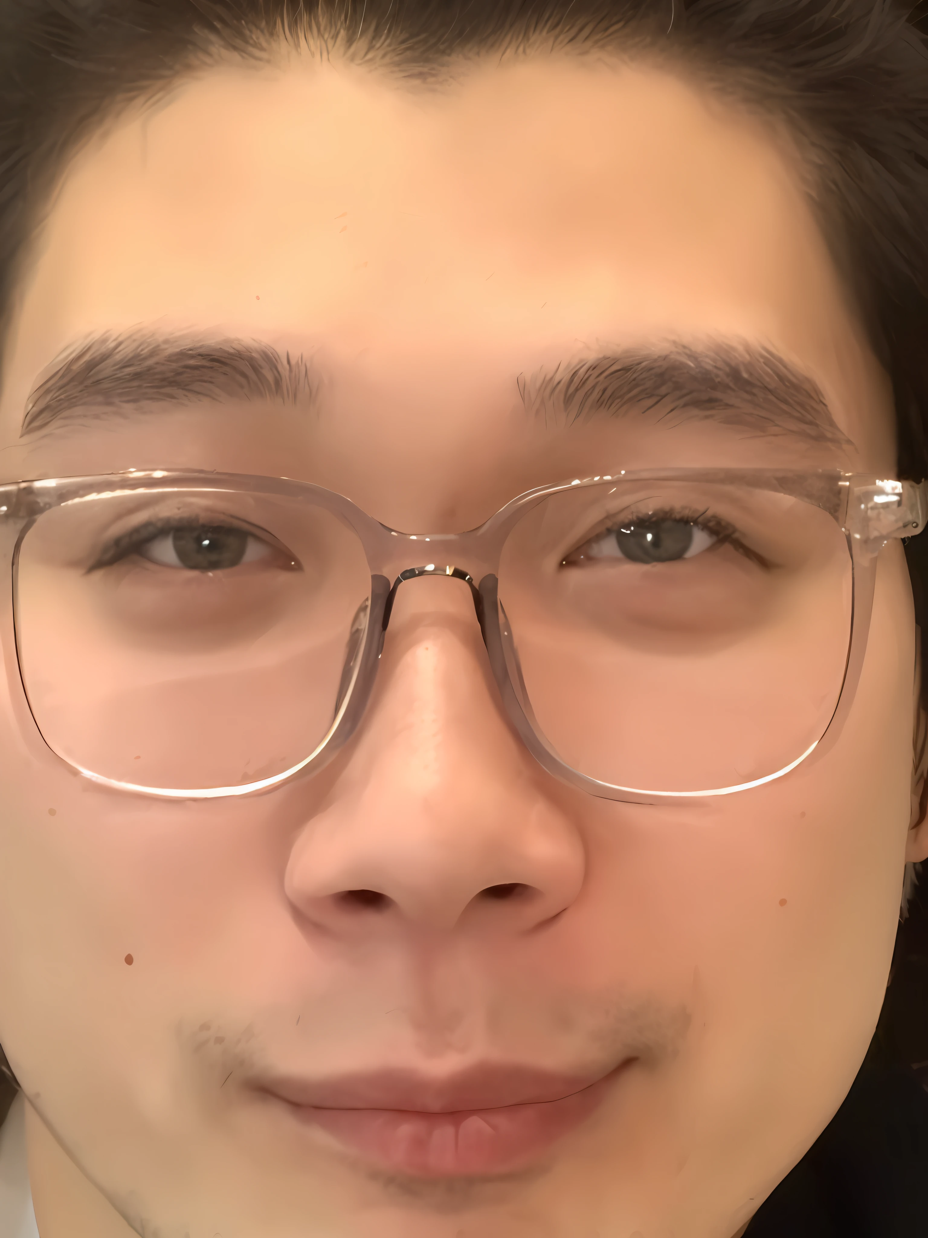 The Alafed man wearing glasses and tie is looking into the camera, 2 8 years old, 2 9 years old, 2 7 years old, Clearly visible face, Cao Shuxian, centered face shot, clear symmetrical face, staring right into camera, staring right into camera, eye glass, 3 2 - year - old, third eyes middle of foreheads