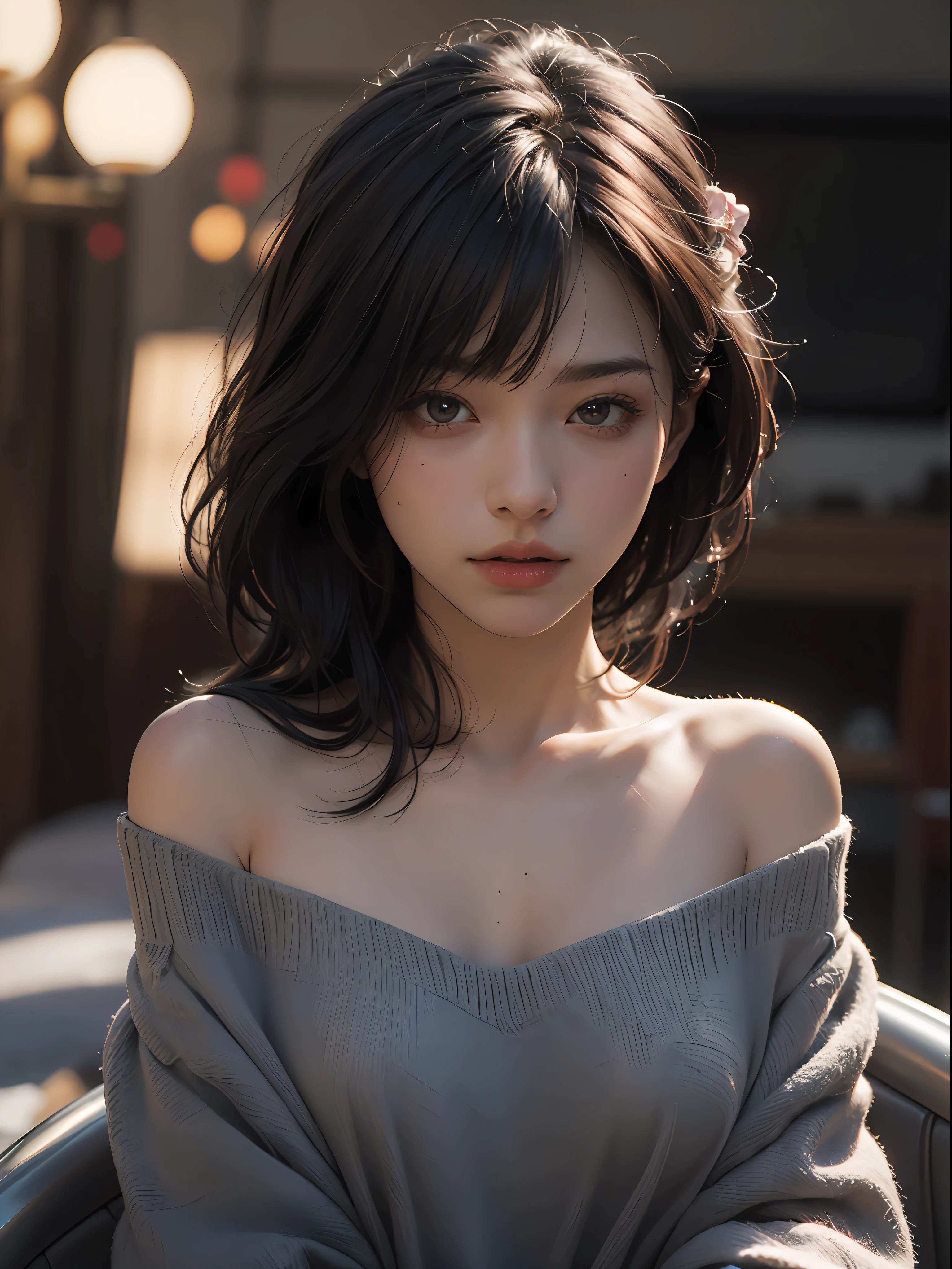Best quality, masterpiece, ultra high res, (photorealistic:1.4), raw photo, 1girl, off shoulder