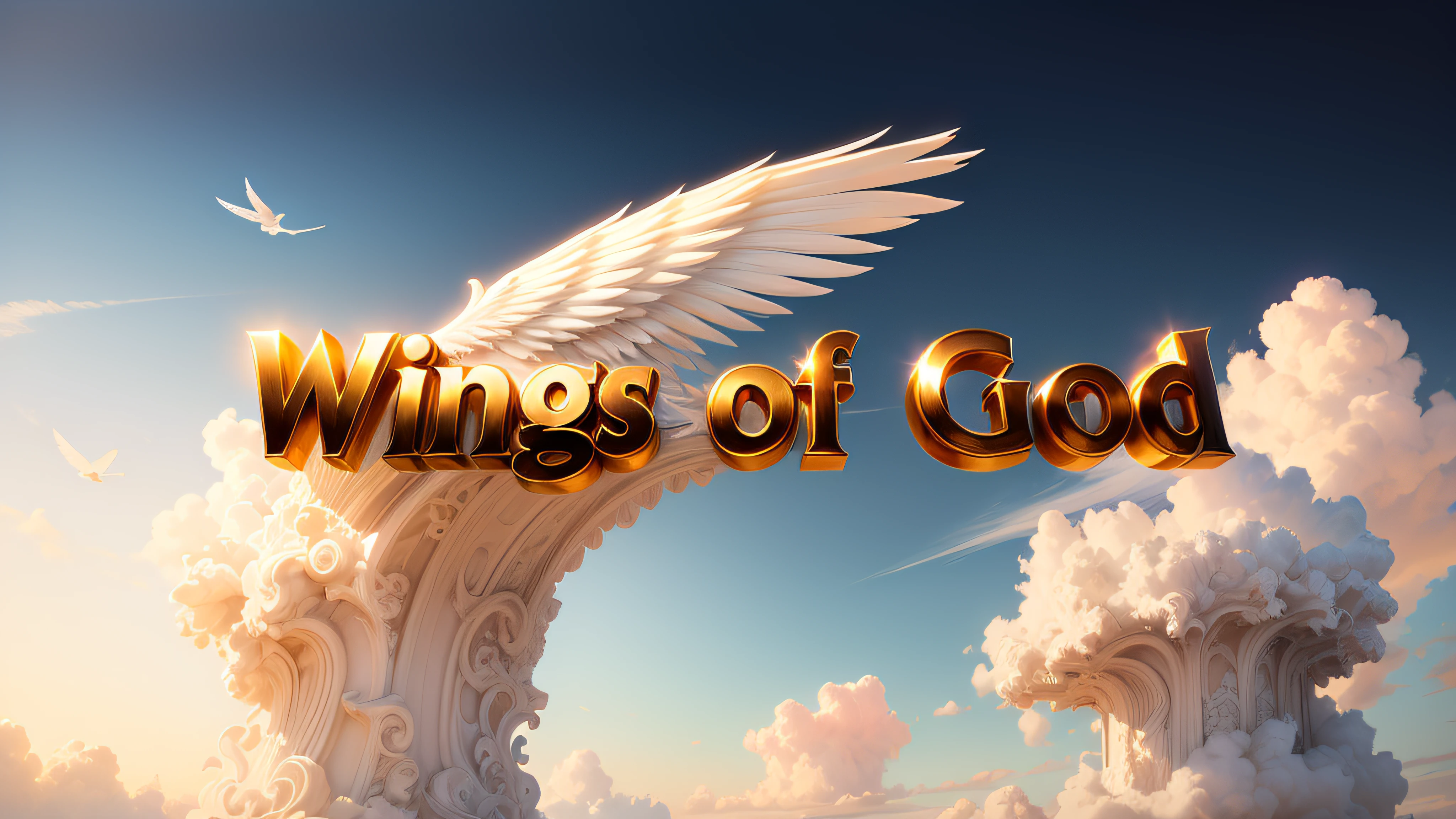 Um logo luxuoso, Angelic theme, with the title Wings of God
