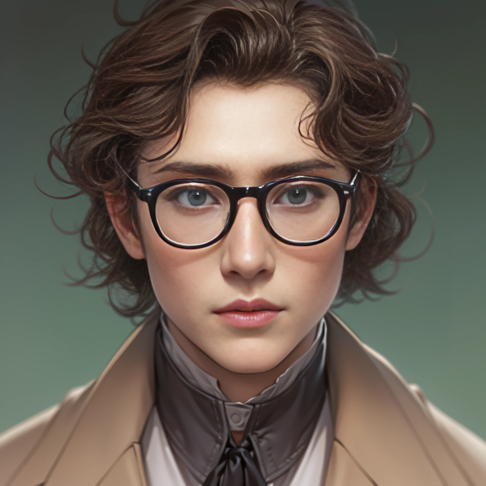 Height 185,Weight 115 pounds,Abstinence,middle parted hairstyle,wears glasses,detail-rich。