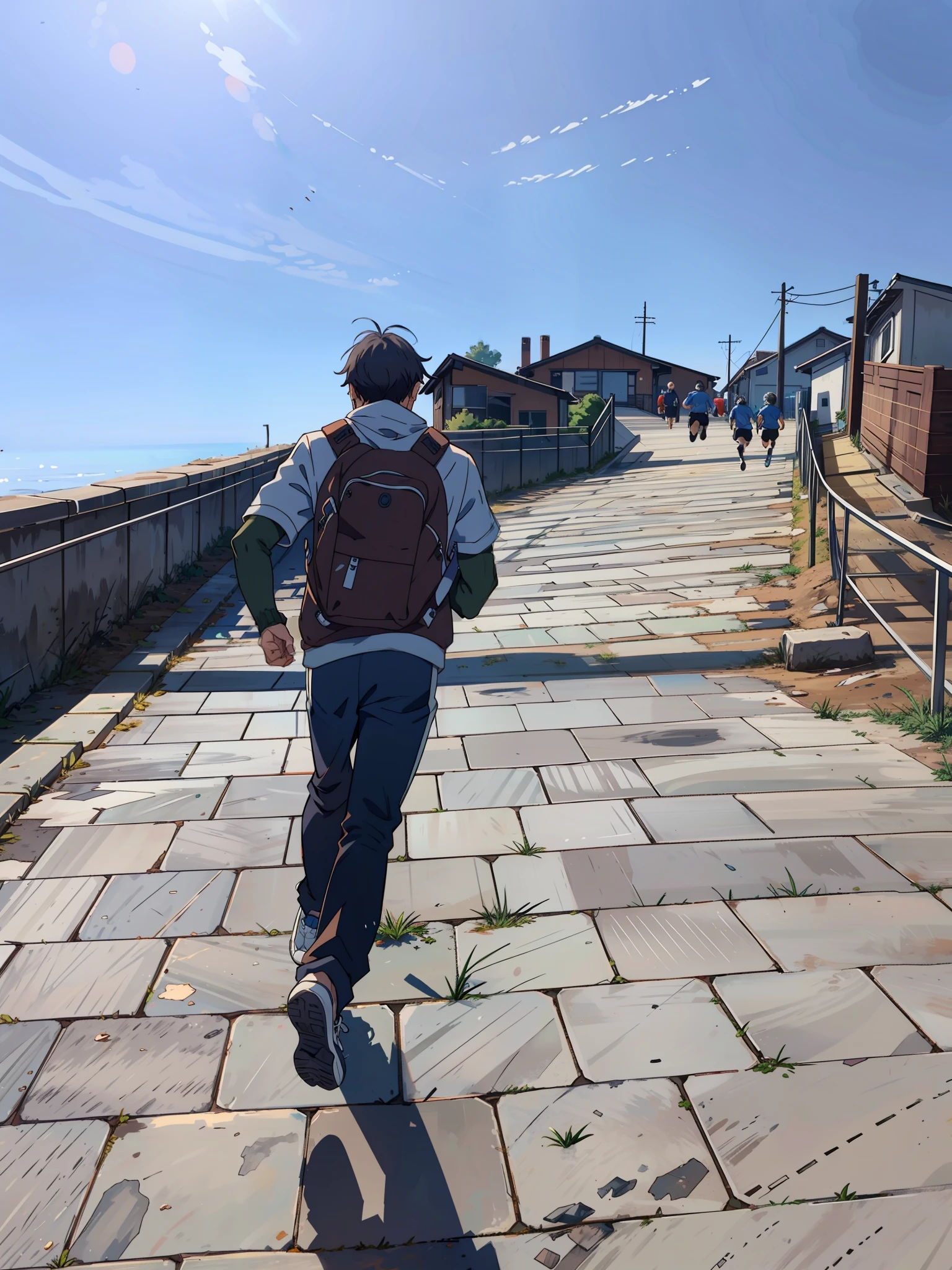 Boy student,Run,without a hat