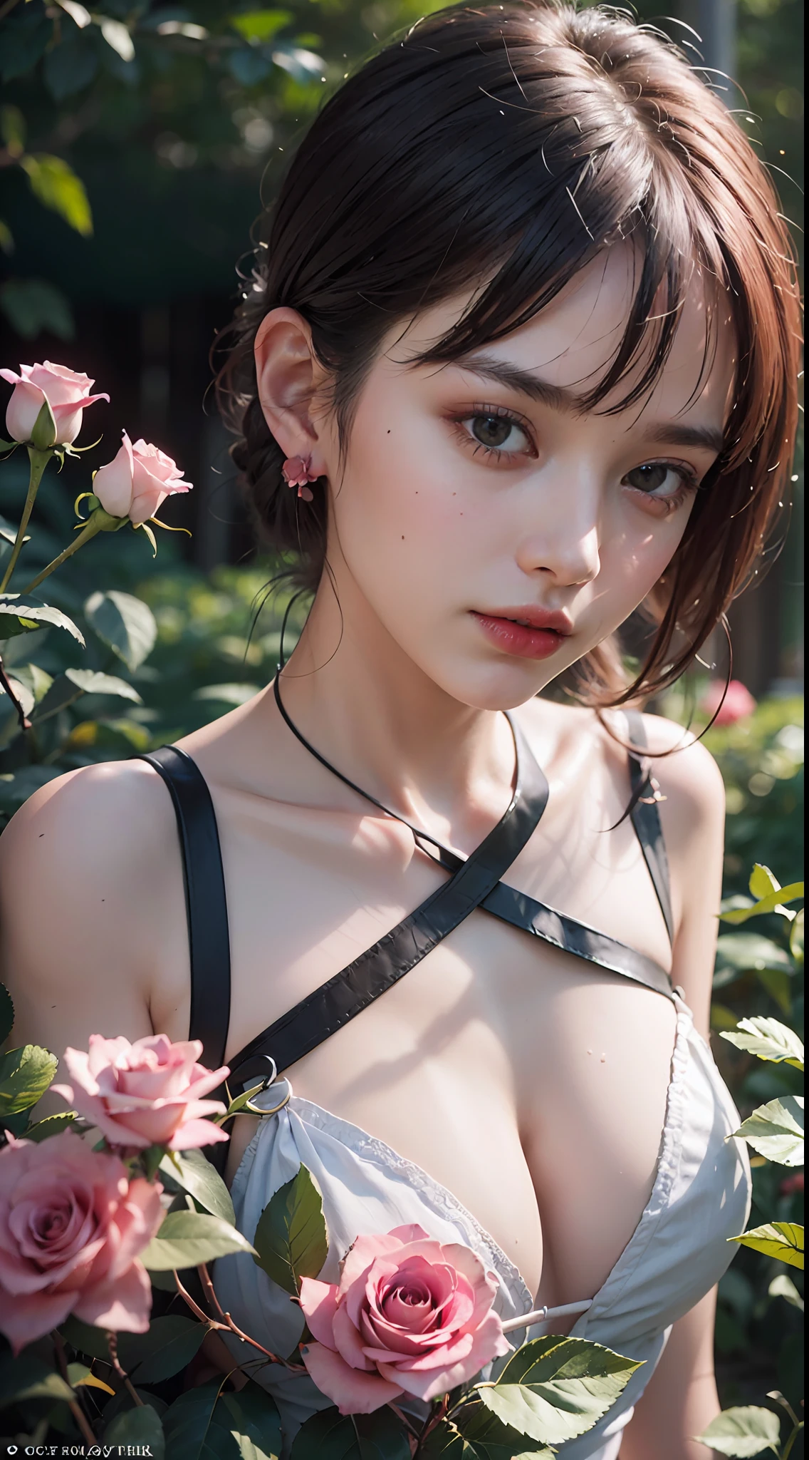 1girl, solo, best quality, ultra high res, an extremely delicate and beautiful, extremely detailed ,CG ,unity, 8k wallpaper, RAW photo, (photorealistic:1.3), masterpiece, (realistic:1.3), ((in the rose garden, depth of field)), ((ray tracing, volumetric lighting, octane render)), ((medium breasts)),