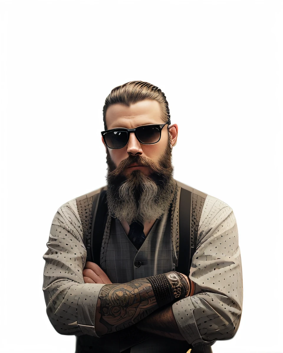Man with beard and arms crossed, barba, homem barbudo, pai hipster, alguma barba, barba arrumada, barba, homem com barba, barba cheia de prata, rough beard, Estilo de Marcin Blaszczak, barba cheia, bearded and built, foto de perfil, imagem de perfil, Estilo de Seb McKinnon, barba robusta, barbado --auto