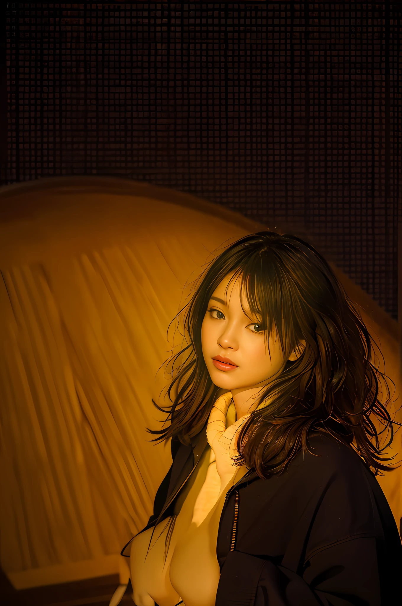 zydG, 1girl, delicate skin, looking at the audience, brown eyes, (short bangs: 1.2), (medium breasts: 1.0), (medium areola: 0.8), (realistic: 1.4), (best quality: 1.0), (ultra high resolution: 1.0), 8k, RAW photos, (masterpiece: 0.2), (pureerosface_v1:0.5)