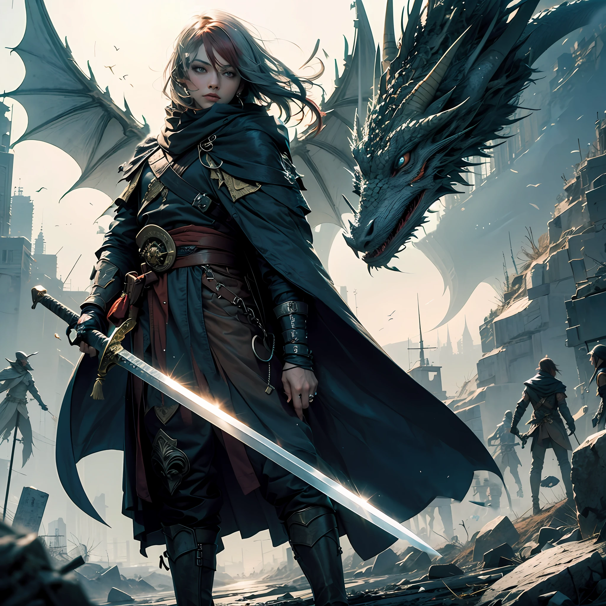 Dragon head dragon body Red hair