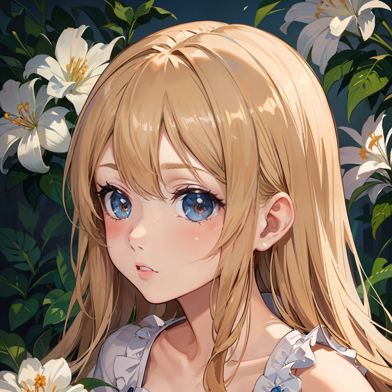 Cute girl s top-quality masterpiece Beautiful 5 fingers Lustrous hair a blond
