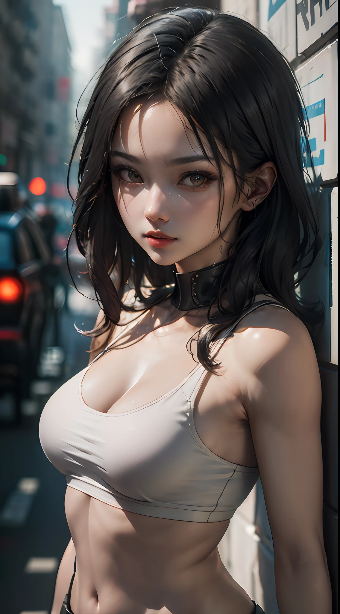 ((best qualtiy)), ((tmasterpiece)), (the detail:1.4), 3D, A beautiful cyberpunk female image，Super detailed face,HDR（HighDynamicRange）,Ray traching,NVIDIA RTX,Super-Resolution,Unreal 5,Subsurface scattering、PBR Texture、post-proces、Anisotropy Filtering、depth of fields、maximum definition and sharpness、Many-Layer Textures、Albedo e mapas Speculares、Surface Coloring、Accurate simulation of light-material interactions、perfectly proportions、Octane Render、Two-colored light、largeaperture、Low ISO、White balance、the rule of thirds、8K RAW、