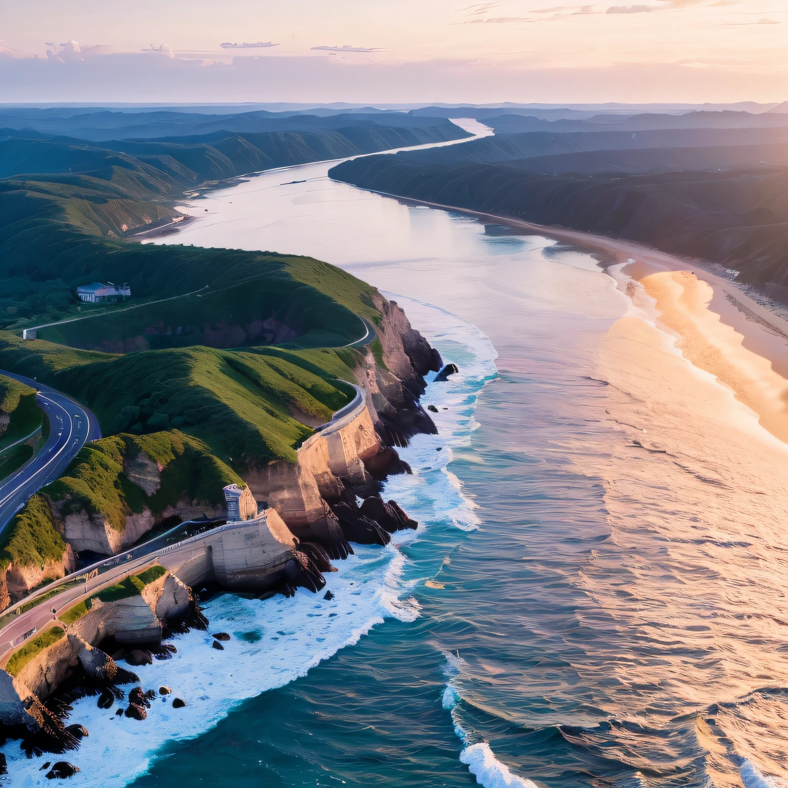tmasterpiece,Ultimate quality,CG unity 8k wallpaper,Super delicate,The sea and the sunset,evening light,Rich natural scenery,Excellent view,A long-won photo contest,The perfect presentation of Midjourney's artistic style --auto