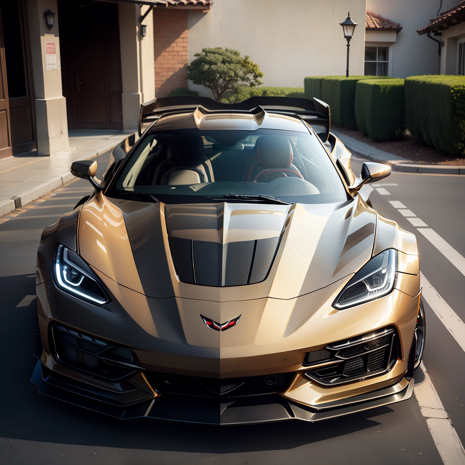 car with thin lights low oak similar to maclaren and corvette c8 --auto