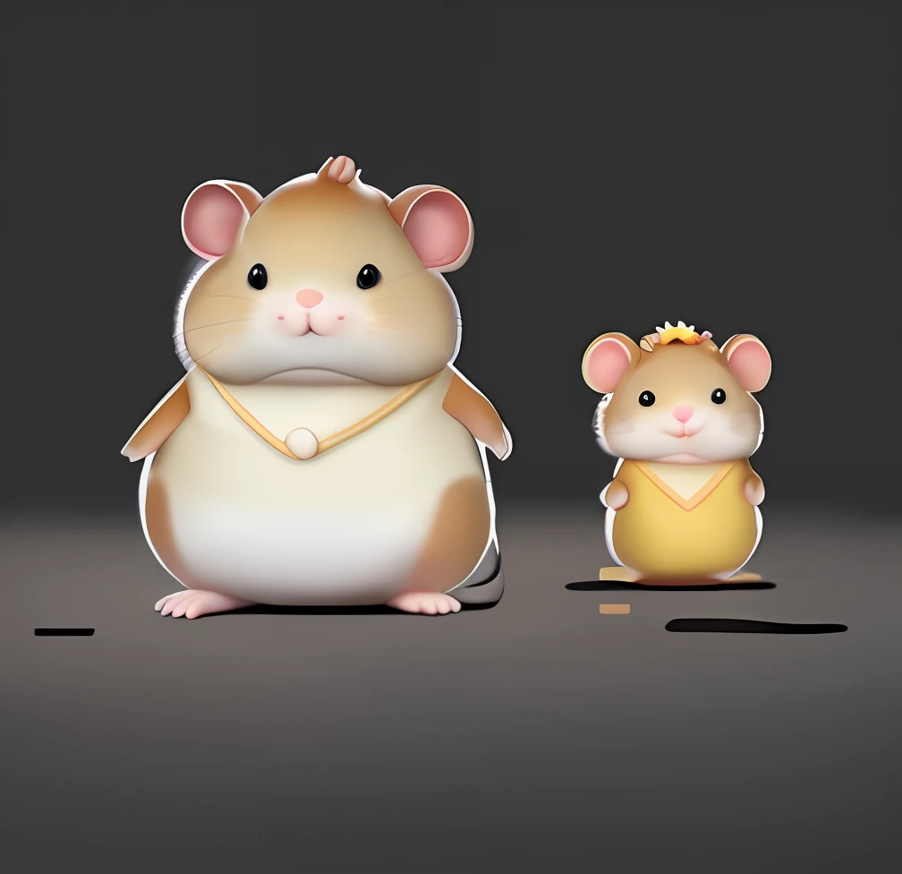 There are two hamsters standing side by side, hamsters, hamster, amarelo,cute mouse pokemon, Photos of dating hamsters, Mouse body, with black background, chunky, wallpaper - 1 0 2 4, rodent, mouse, big and small, maplestory mouse, rats, Size difference, Little mouse