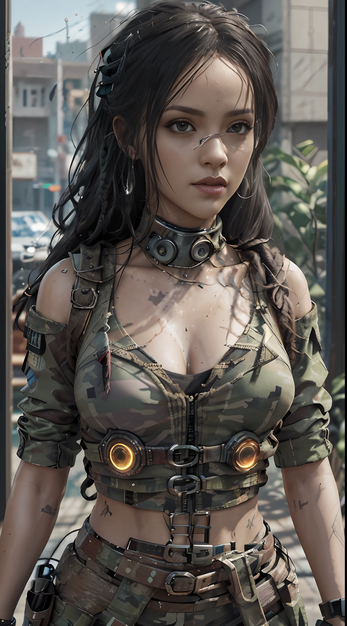 ((La mejor calidad)), ((obra maestra)), (Altamente detallado:1.3), ....3d, Beautiful (cyberpunk:1.2) Fuerzas Especiales, Robort, increible mujer con cabello grueso y voluminoso (((rastas largas))), ((Llevar camuflaje_uniforme:1.1)), Chaleco antibalas,cabo,Digital (camuflaje:1.3),HDR (High Dymanic Range),Trazado de rayos,NVIDIA RTX,Super-Resolution,Irreal 5,Subsoil Scatter,PBR texturizado,Post-procesamiento,Anisotropic filtering,profundidad de campo,Maximum clarity and sharpness,Texturas multicapa,Albedo y mapas especulares,Sombreado de superficies,Accurate simulation of light-material interaction,proporciones perfectas,Renderizado de octanaje,two-color illumination,amplia apertura,ISO bajo,balance de blancos,Regla de los tercios,8K RAW,Efficient Sub-Pixel,sub-pixel convolution