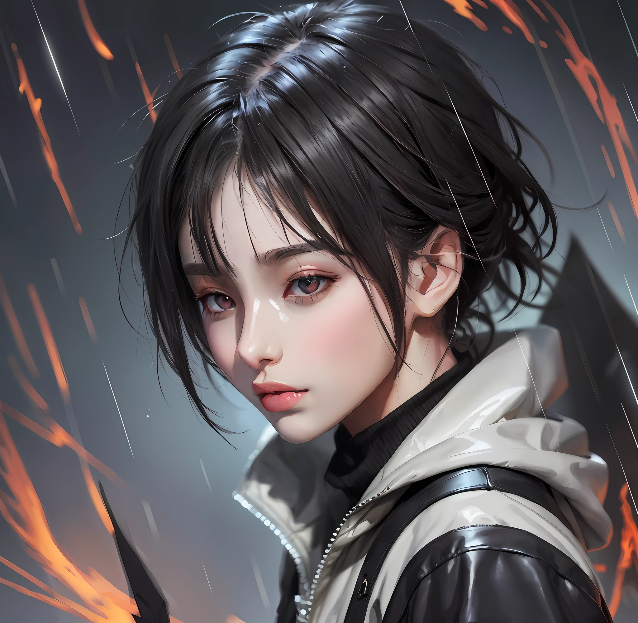 anime girl with sword in rain, Guviz-style artwork, by Yang J, detailed portrait of an anime girl, Stunning anime face portrait, Guviz, inspired by Yanjun Cheng, rossdraws portrait, Digital anime illustration, a beautiful anime portrait, By Li Song, Portrait of an anime girl, Guweiz on ArtStation Pixiv