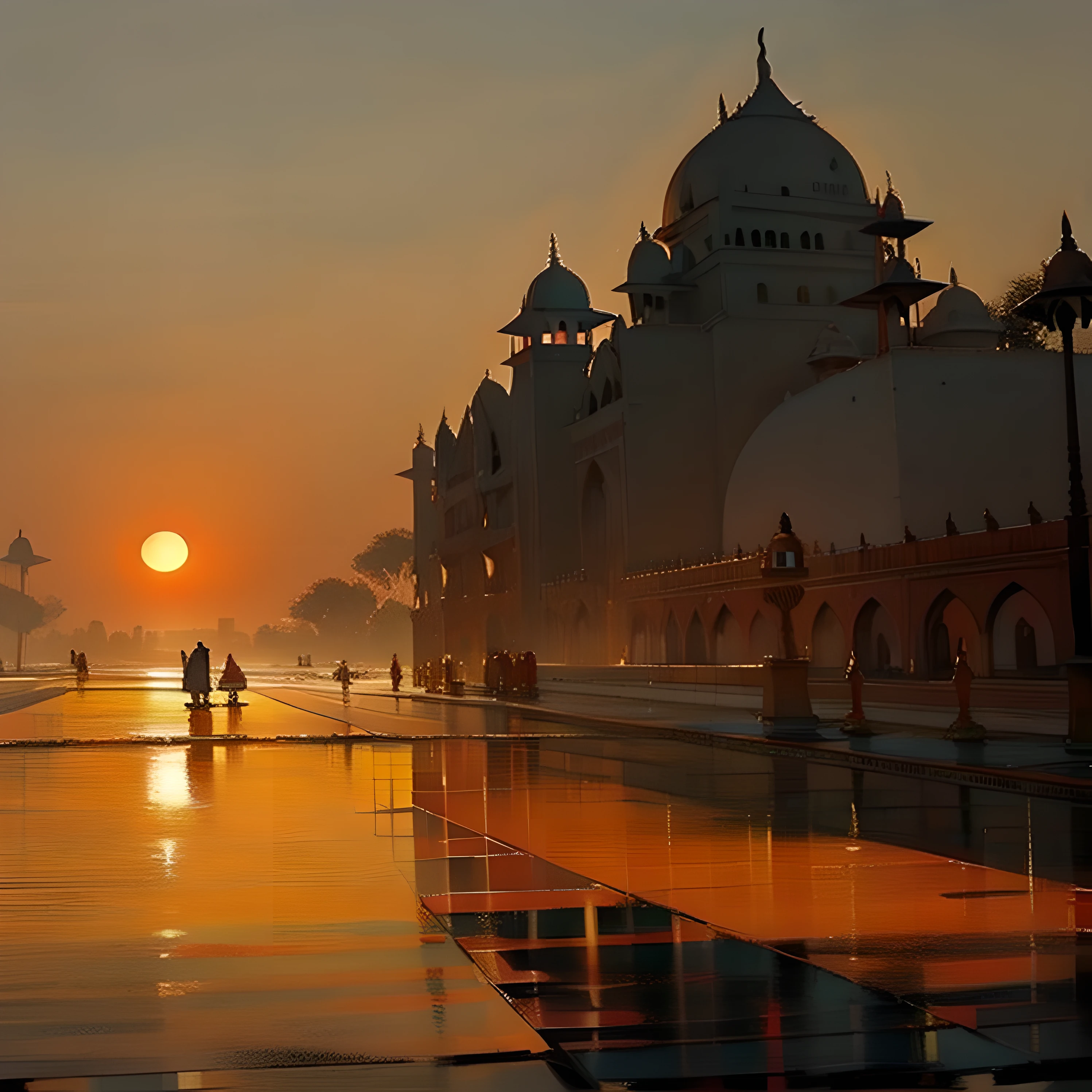 The Taj Mahal in Agra at sunrise or sunset --auto