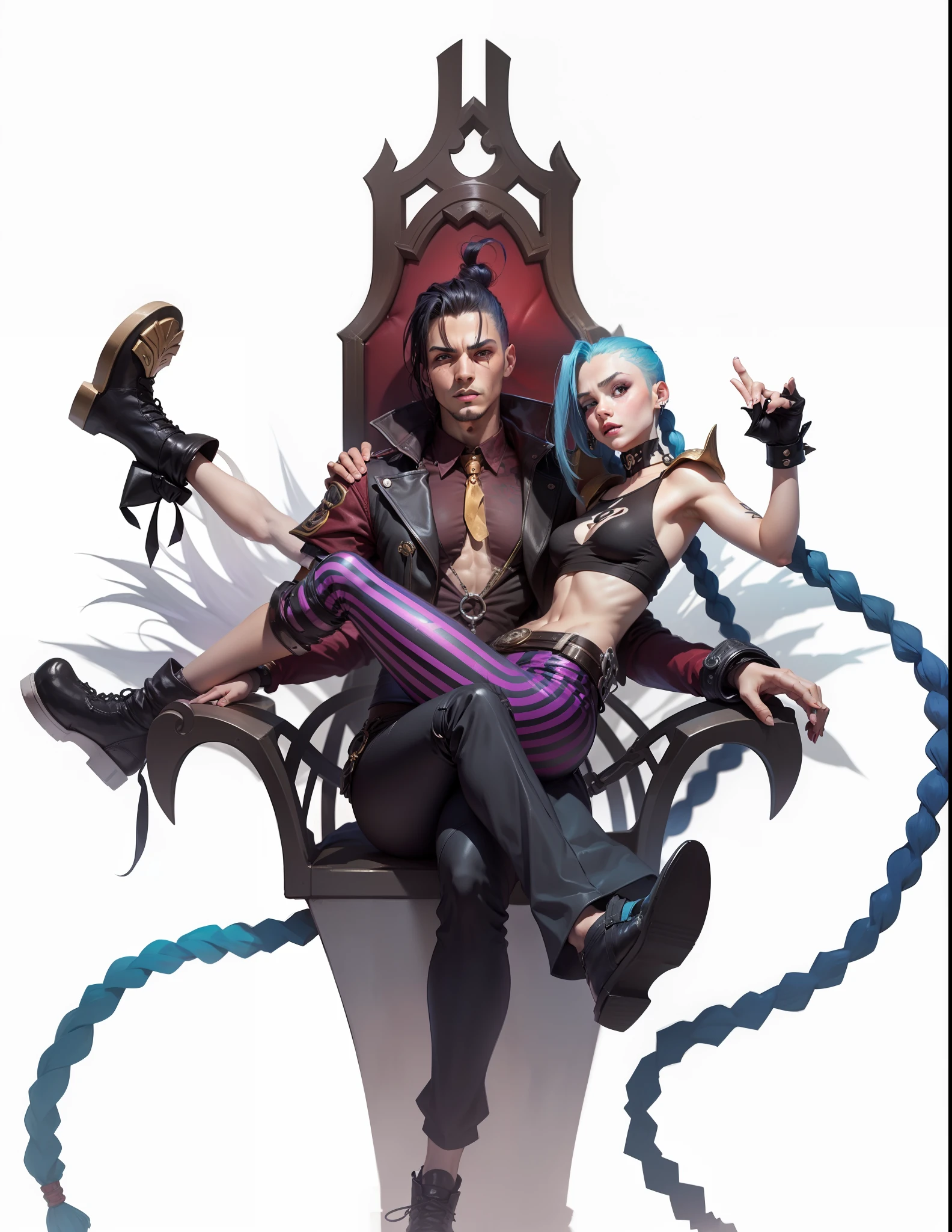 Jinx de cabelo azul, arcano, Jinx de Arcane. Jinx e Silco