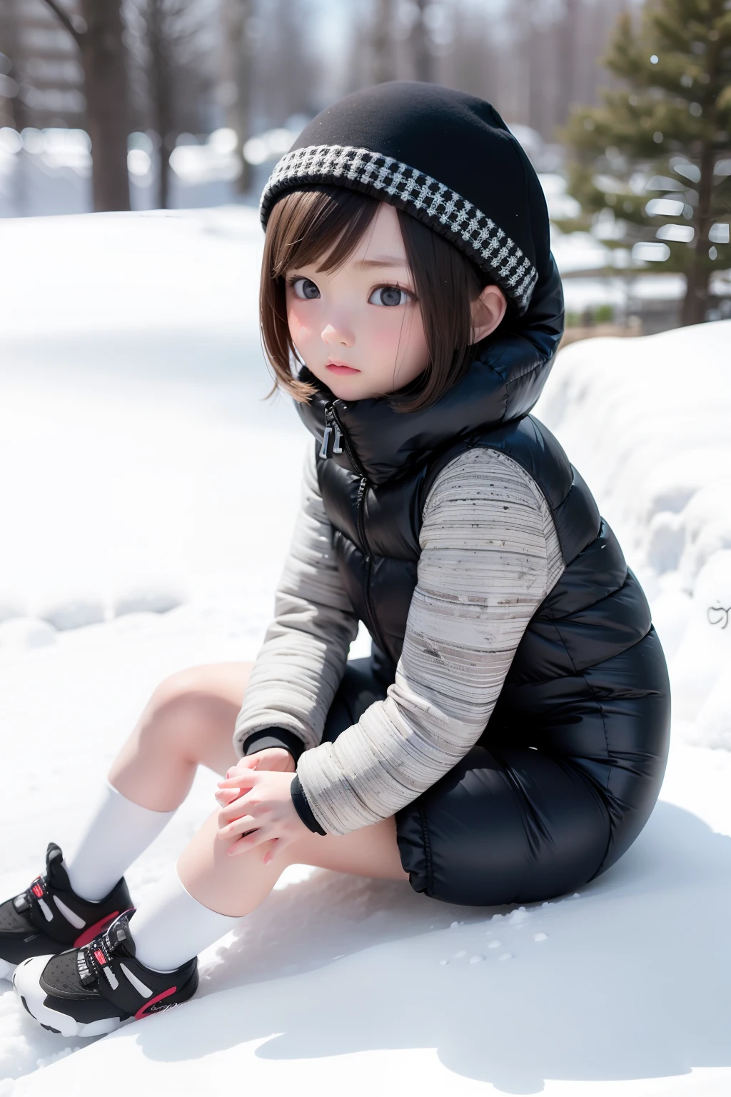 On the snow, 3D girl,largeeyes