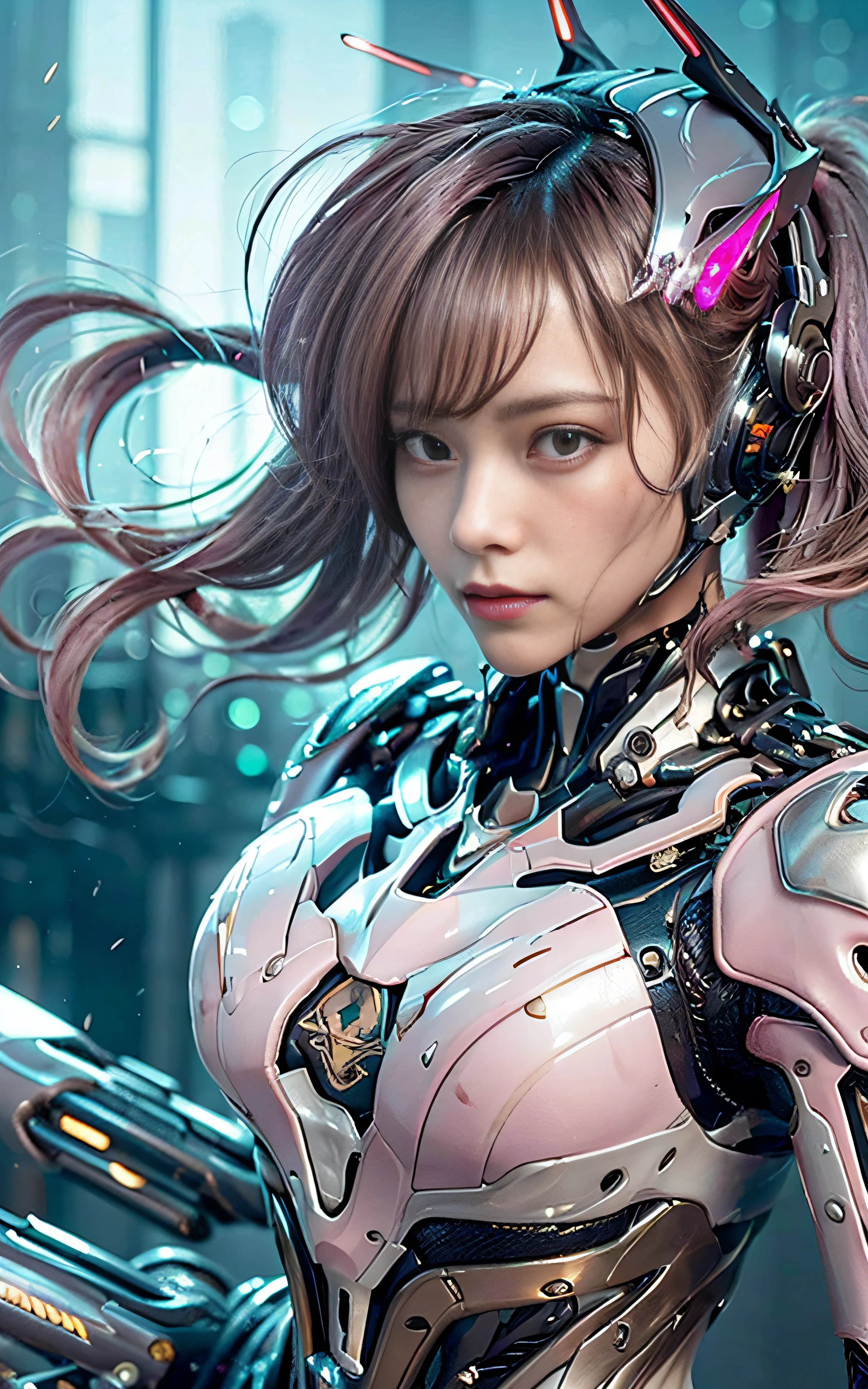 ​masterpiece, top-quality, hightquality, (the future:1.1), (Pink-ash colored cyberpunk suit), movie lights, (exquisite future), Beautiful and beautiful, ultra-detailliert, amazing composition, floating, depth of fields, (extremely details CG,Unity 8k壁纸), (beautiful detail background), beautiful hair details, dramatic lights, gogetta, mechs,Best Quality,超A high resolution,photoRealstic,tits out,cleavage of the breast,(Hair that flutters in the wind),((Angle from directly above)),(Looking at the camera),(Fashion poses),((thunder)),(Very strong wind),(Hair fluttering in strong wind),wetted skin