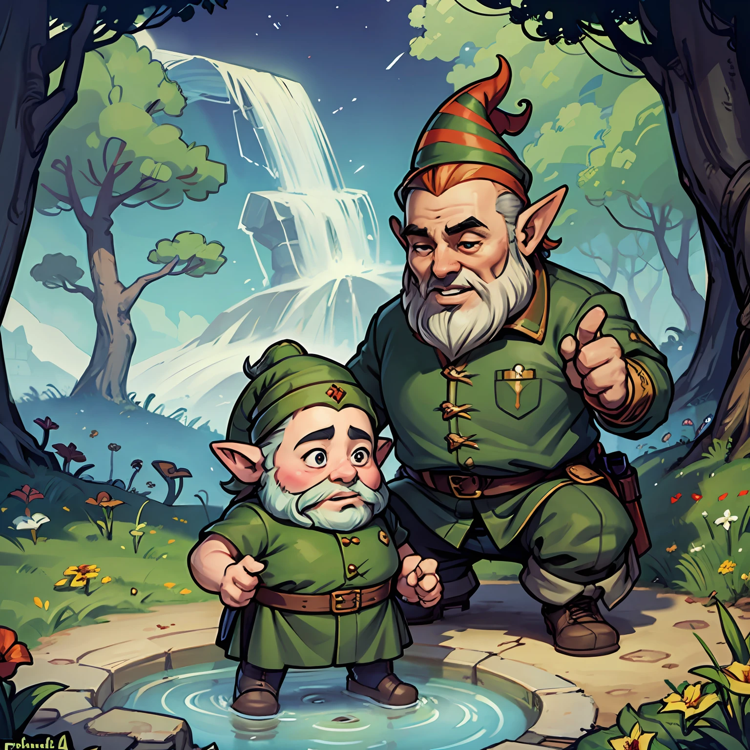 (jardim encantado com gnomos e fadas)
