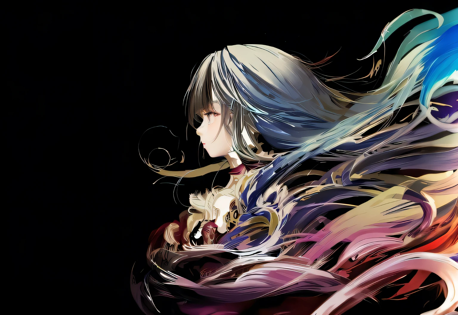 Profile of a girl、deadpan、​masterpiece、hightquality、animesque、illustratio