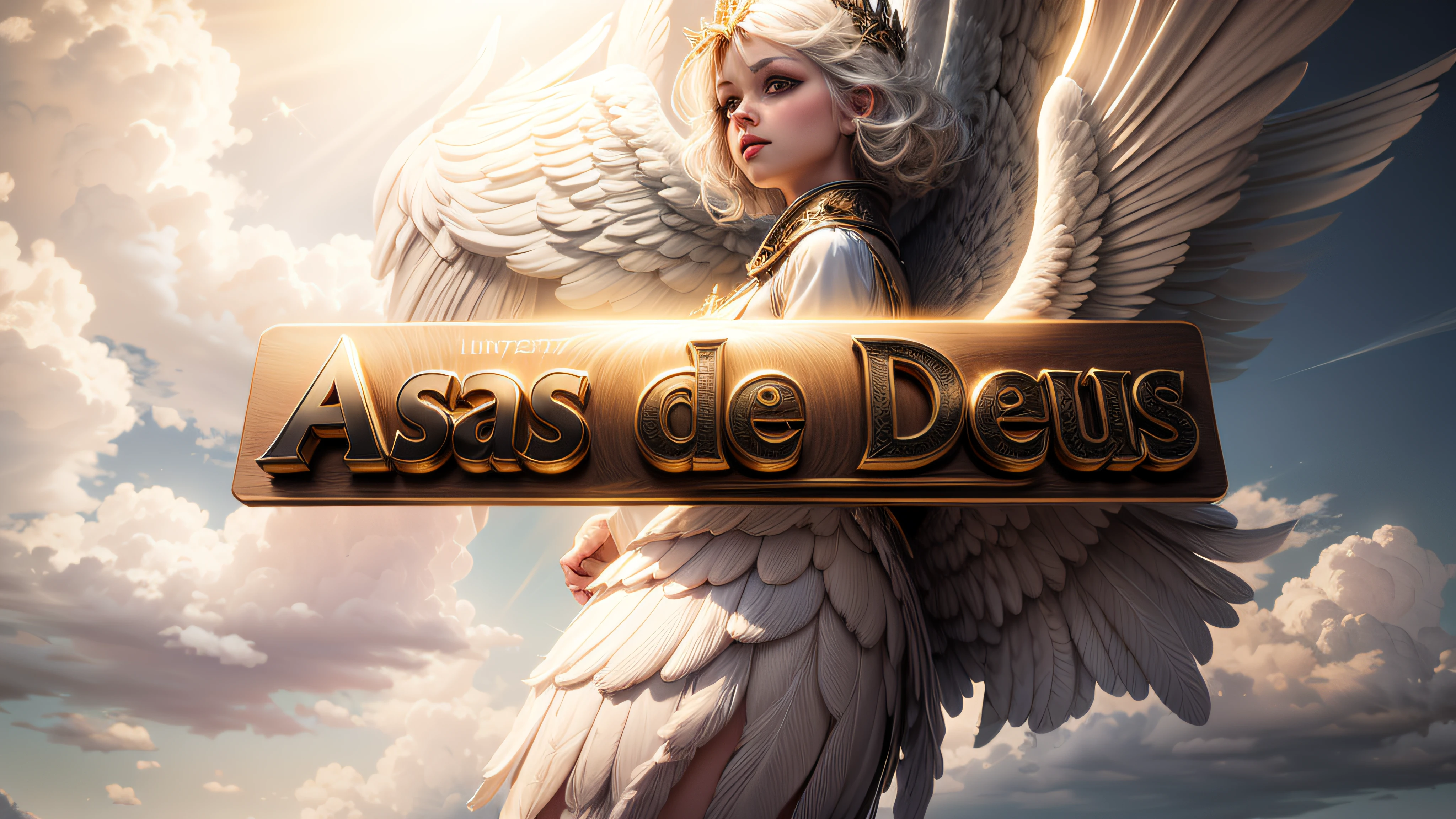Um logo luxuoso, Angelic theme, with the title Wings of God