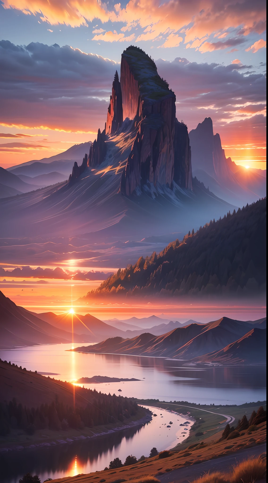 "Stunning sunrise over a picturesque landscape, ultra hd masterpiece." --auto