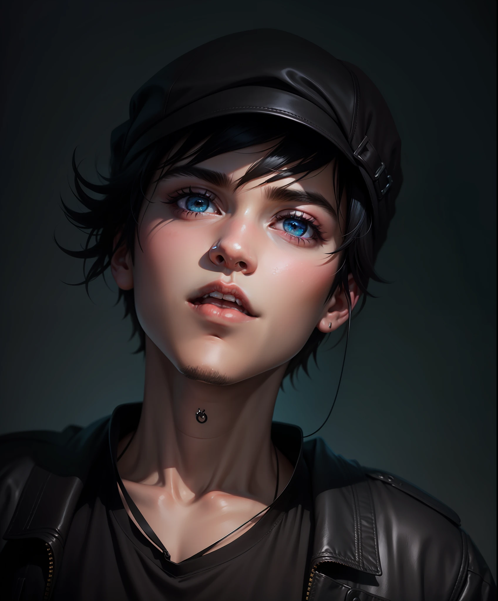 Change background neon black, Anime boy, teenage boy, handsome boy, 4k, ultra realistic