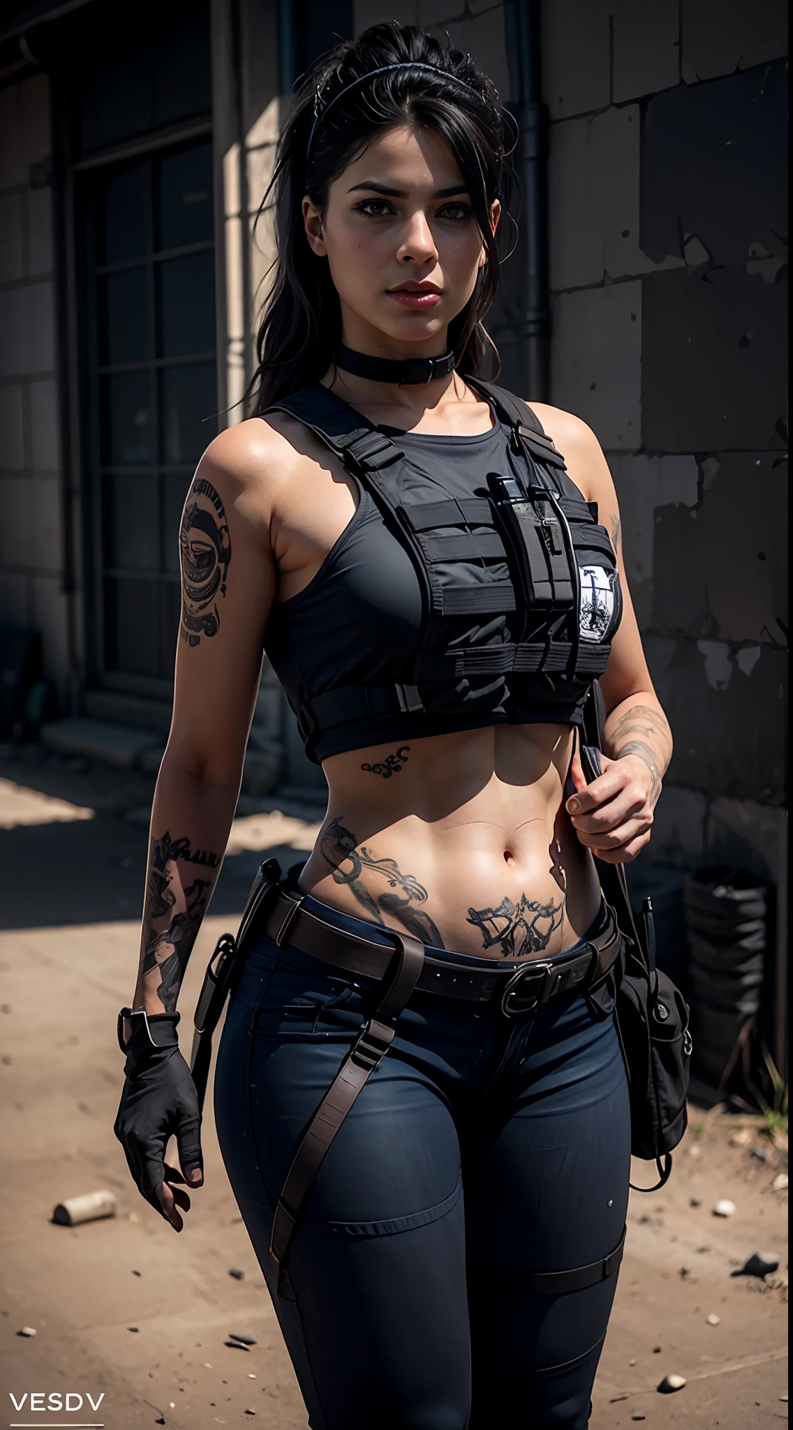 Una atractiva pelirroja joven, tech wear, Tactical attrition, Tacticool, obra maestra, Toma perfecta de cuerpo completo, High definition and sharpness, Creative and expressive lighting, Colores vibrantes y evocadores, Texturas detalladas y sorprendentes, Impresionantes detalles de ojos, Innovative and daring composition, Perspectiva sorprendente y cautivadora, Artistic fidelity and precision, Enfoque creativo y efectivo, Well-controlled and expressive exposure, Sorprendente originalidad y creatividad, Emotividad y narrativa cautivadoras, Uso creativo de luces y sombras, Capture unique and surprising moments, Impeccable technical competence, Equilibrio tonal armonioso, Cuidado meticuloso en cada detalle, Retratos realistas y expresivos, Masterful use of color to create unique atmospheres, Impresionante impacto visual.