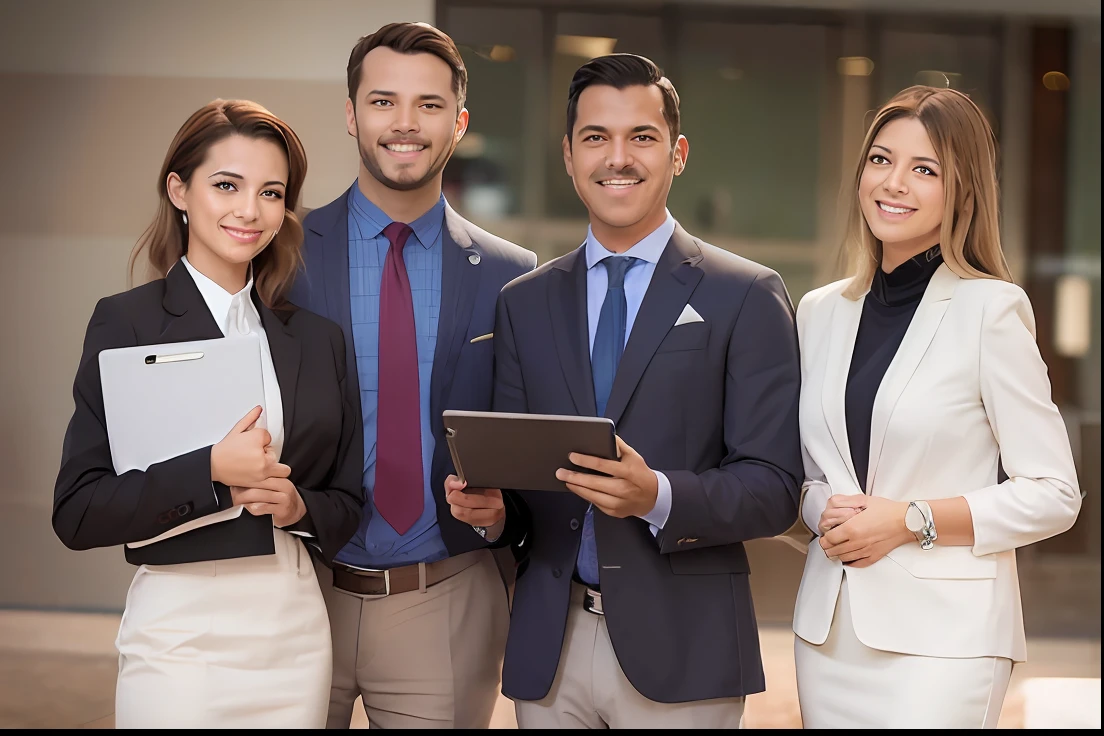 Three entrepreneurs in line with a tablet, funco brando, corporate business, Retrato de grupo, Estilo Corporativo, Foto corporativa, corporativo, trabalho profissional, office clothes, Retrato Corporativo, Foto de grupo, Business Clothes, business, Equipe completa, ready for a meeting, foto de perfil profissional, Firme, cooperar profissionalmente, profissional, amigos, profissional, grupo de pessoas, Colegas