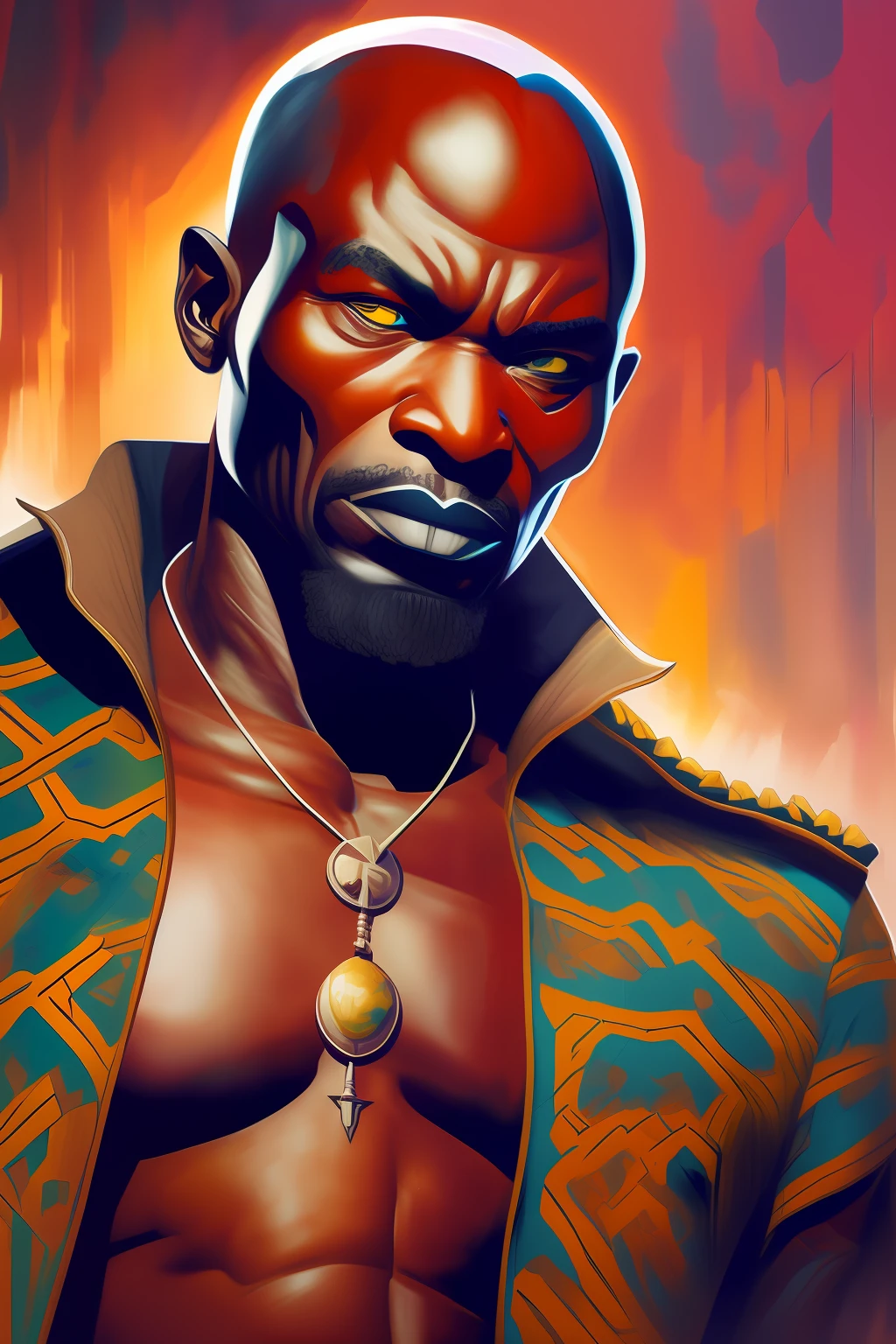 african war lord, realista, hd , foco, painted by alex ross --auto --s2
