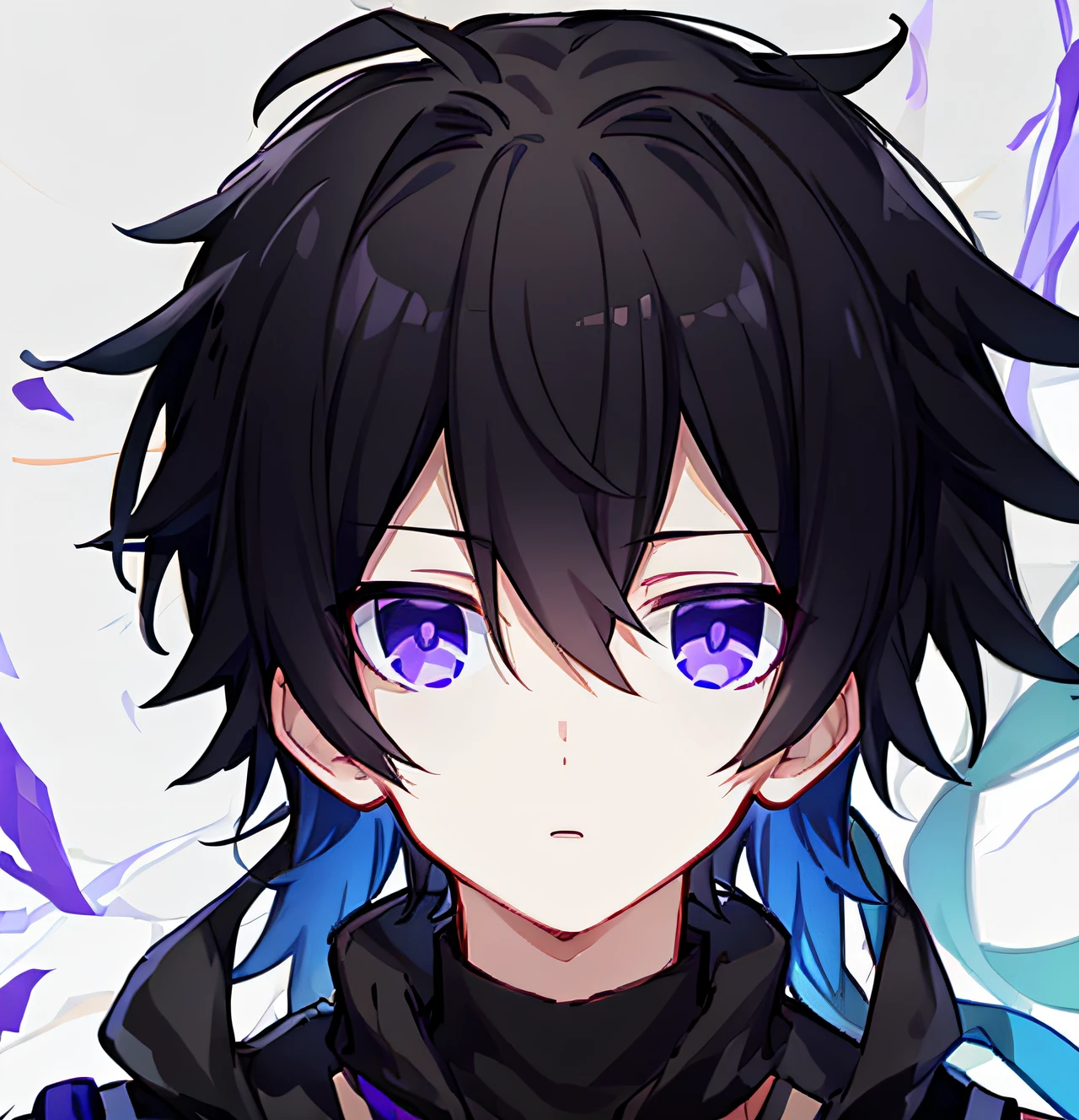 Boy with black hair and purple eyes