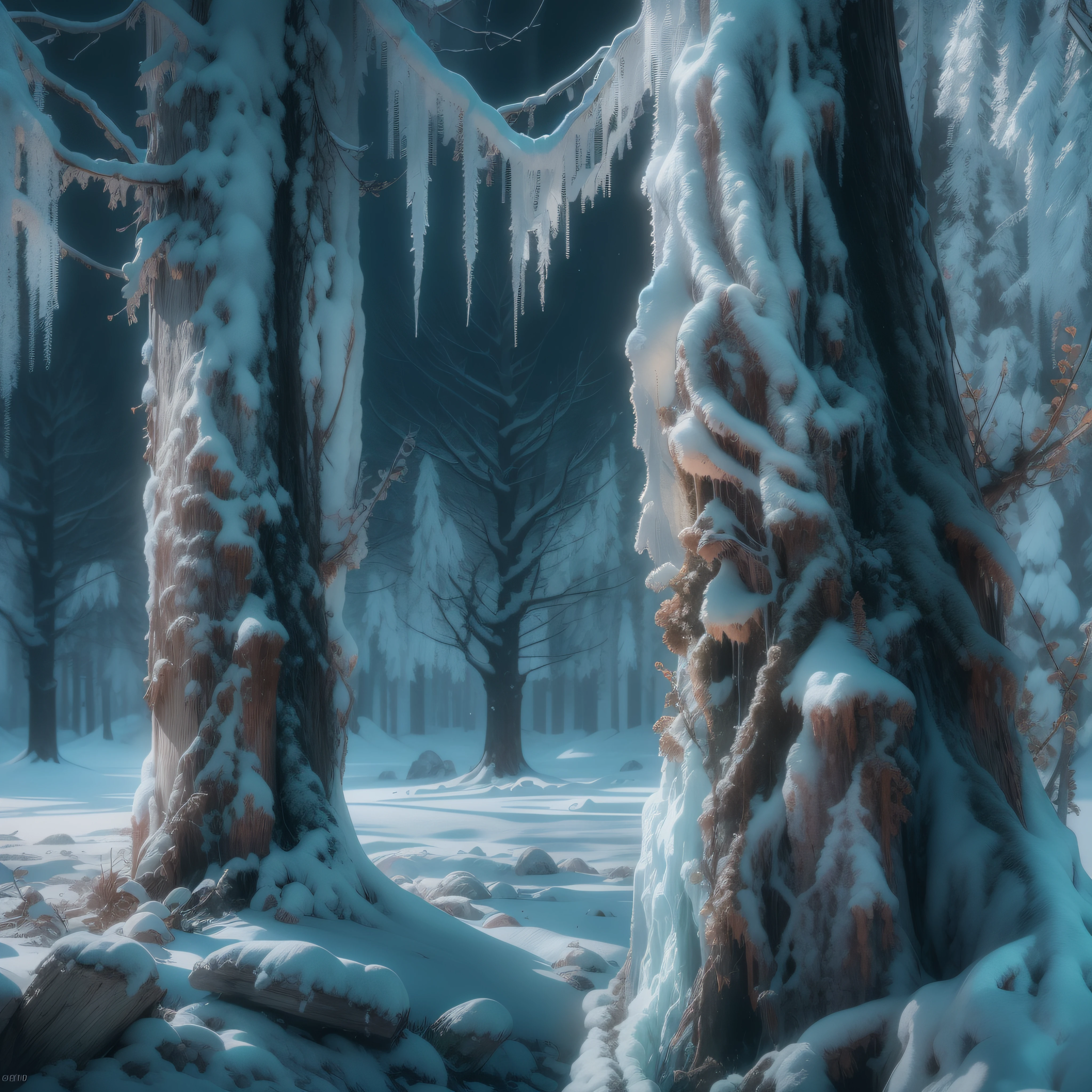 frozen forest, siberia, stone tower, fantasy, digital art, photo, photorealistic, photo, masterpiece, realistic, realism, photorealism, high contrast, photorealistic digital art trending on artstation 8k hd high definition detailed realistic, detailed, skin texture, hyper detailed, realistic skin texture, armature, best quality, ultra high res, (photorealistic:1. 4), high resolution, detailed, raw photo, sharp re, by lee jeffries, nikon d850, film stock, kodak portra 400 camera, f1. 6 lens, rich colors, hyper, realistic lifelike texture, dramatic lighting, unrealengine, trending on artstation, cinestill 800
