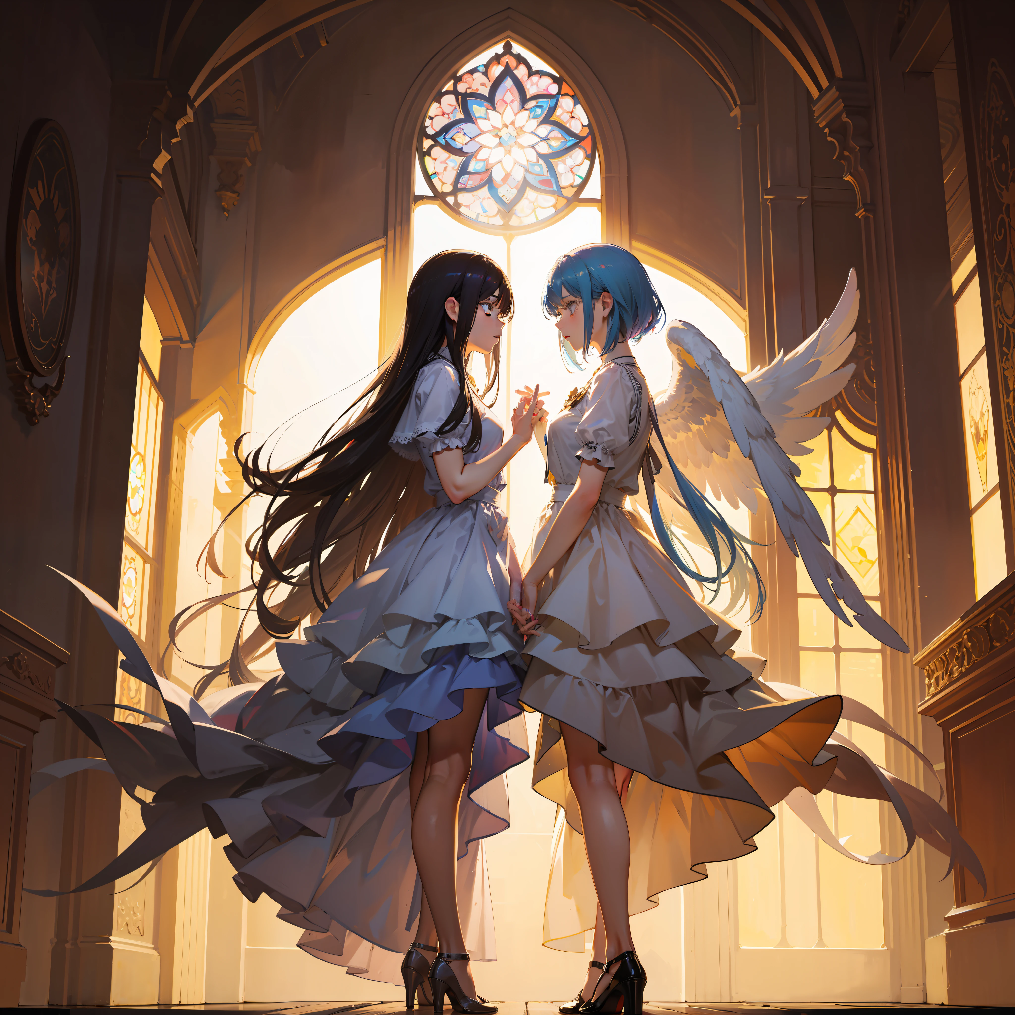 masterpiece、top-quality、Movie stills、one girls、descend、No shadow、angelicales、Angel wings、befall、optic、Deities々in the light、Dazzlingly bright overall、Mystical、In the light of stained glass、double exposure, (Layered Images):1.2, merged visuals, evocative storytelling, dreamy ambiance, creative blending, thought-provoking composition