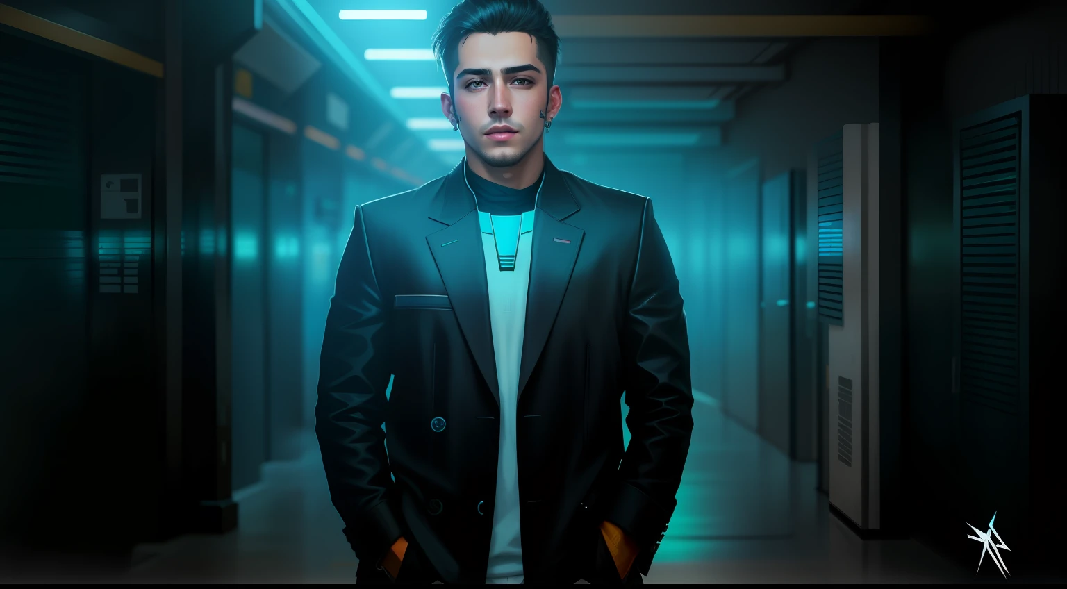 change background cyberpunk handsome boy realistic face, ultra realistic, 8k,
