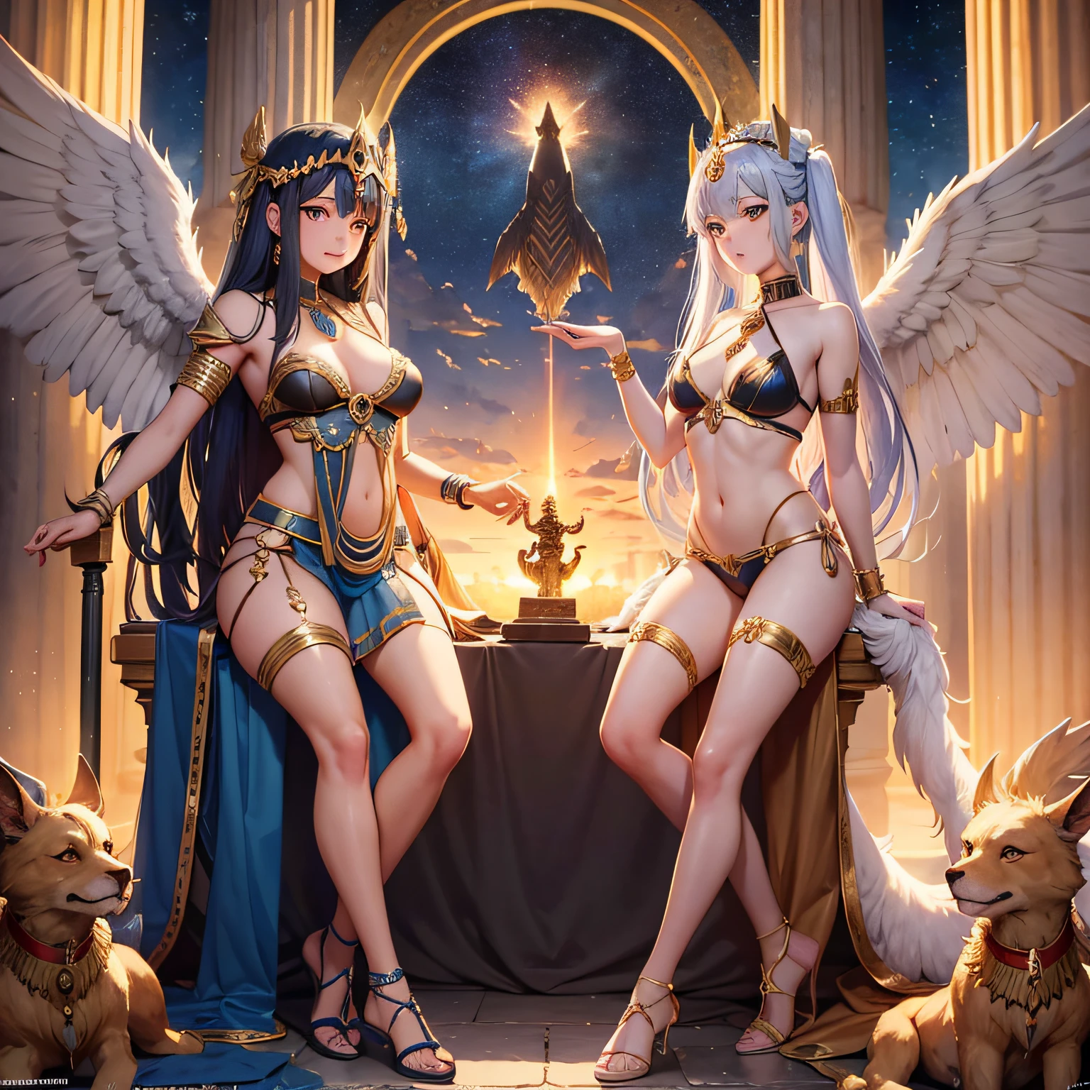 Ancient Mesopotamian gods々々々　personification　femele　hposing Gravure Idol　a beauty girl　Mystical　Fictional creatures　chimera
Ruler of the sky and the underworld
Anunki and Igigi
God of the sky and underground々
Caught up in the fate of man
Described in ancient literature
The existence of myths and lore
Multiple interpretations
Important role
Different appearance and characteristics