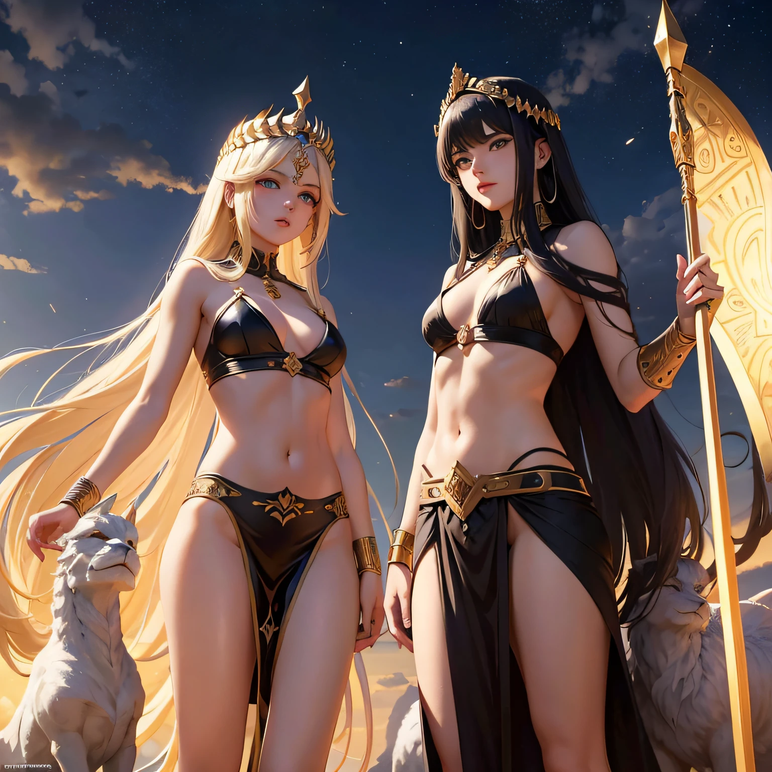 Ancient Mesopotamian gods々々々々々 Woman in shortcuts personification femele hposing Gravure Idol a beauty girl Mystical Fictional creatures chimera Golden spear in hand Quite a large spear Hair color is black pretty black hair
Ruler of the sky and the underworld
Anunki and Igigi
God of the sky and underground々
Caught up in the fate of man
Described in ancient literature
The existence of myths and lore
Multiple interpretations
Important role
Different appearance and characteristics