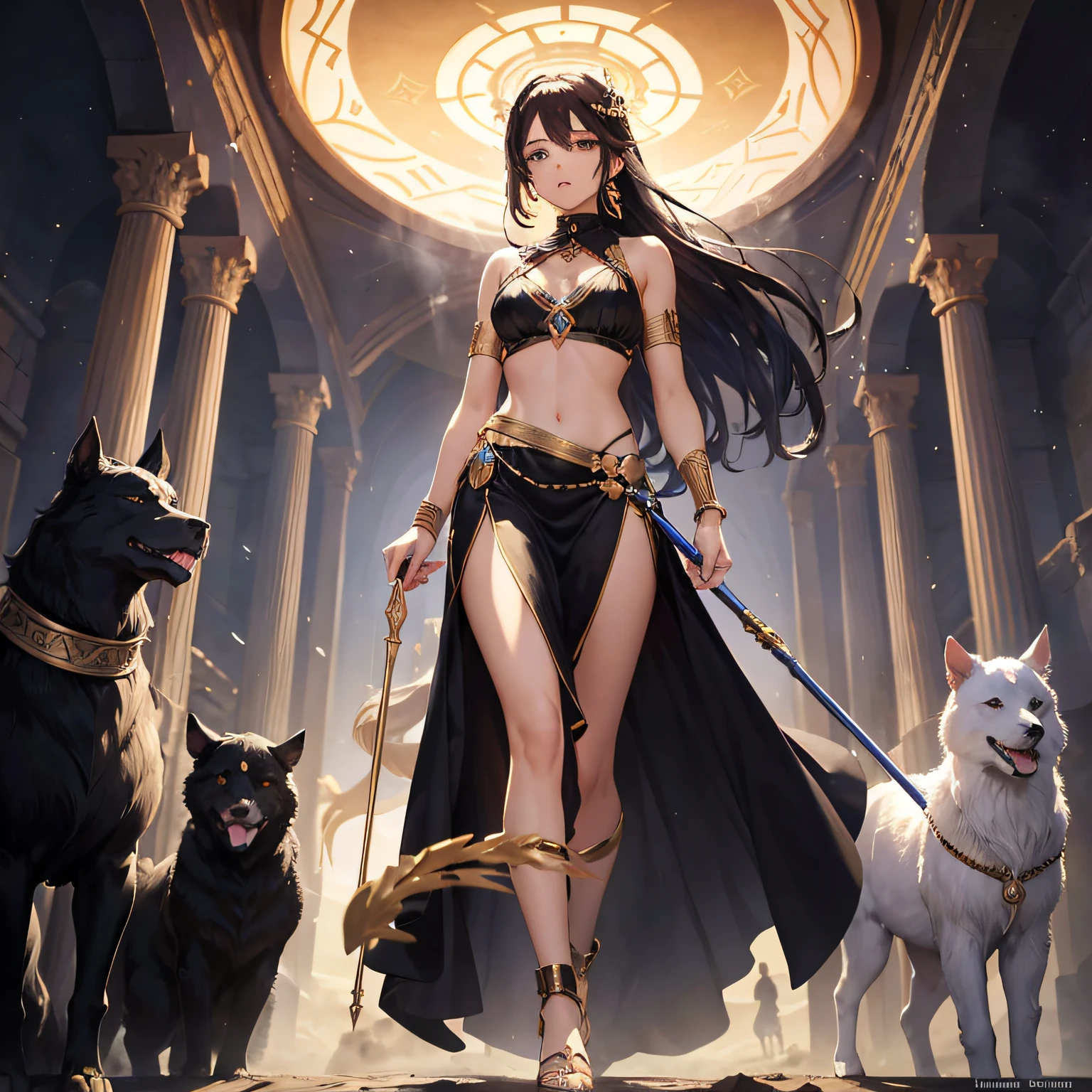 Ancient Mesopotamian gods々々々々々々 Woman in shortcuts personification femele hposing Gravure Idol a beauty girl Mystical Fictional creatures chimera Golden spear in hand Quite a large spear Hair color is black pretty black hair Standing alone Carrying a dog by your side
Ruler of the sky and the underworld
Anunki and Igigi
God of the sky and underground々
Caught up in the fate of man
Described in ancient literature
The existence of myths and lore
Multiple interpretations
Important role
Different appearance and characteristics
