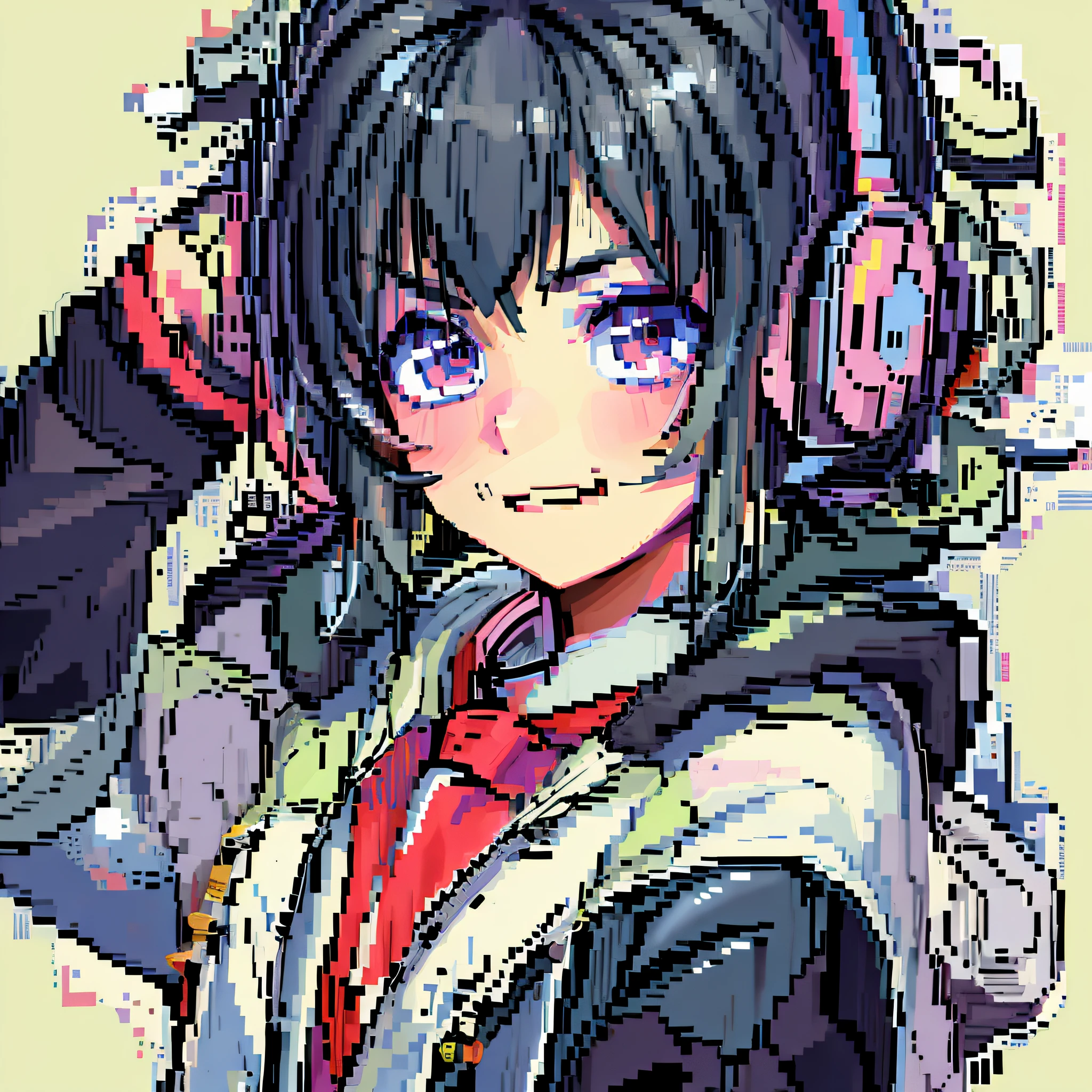 anime girl with headphones and a jacket on, lofi portrait, Anime style. 8K, #pixelart:3, 《Ghost Wind Special Assault Team》The art of pixels, # pixelart, #pixelart, anime moe art style, Praise Artstyle, anime art style, made with anime painter studio, Anime style portrait, detailed pixel artwork, /r/pixelart, pixelart