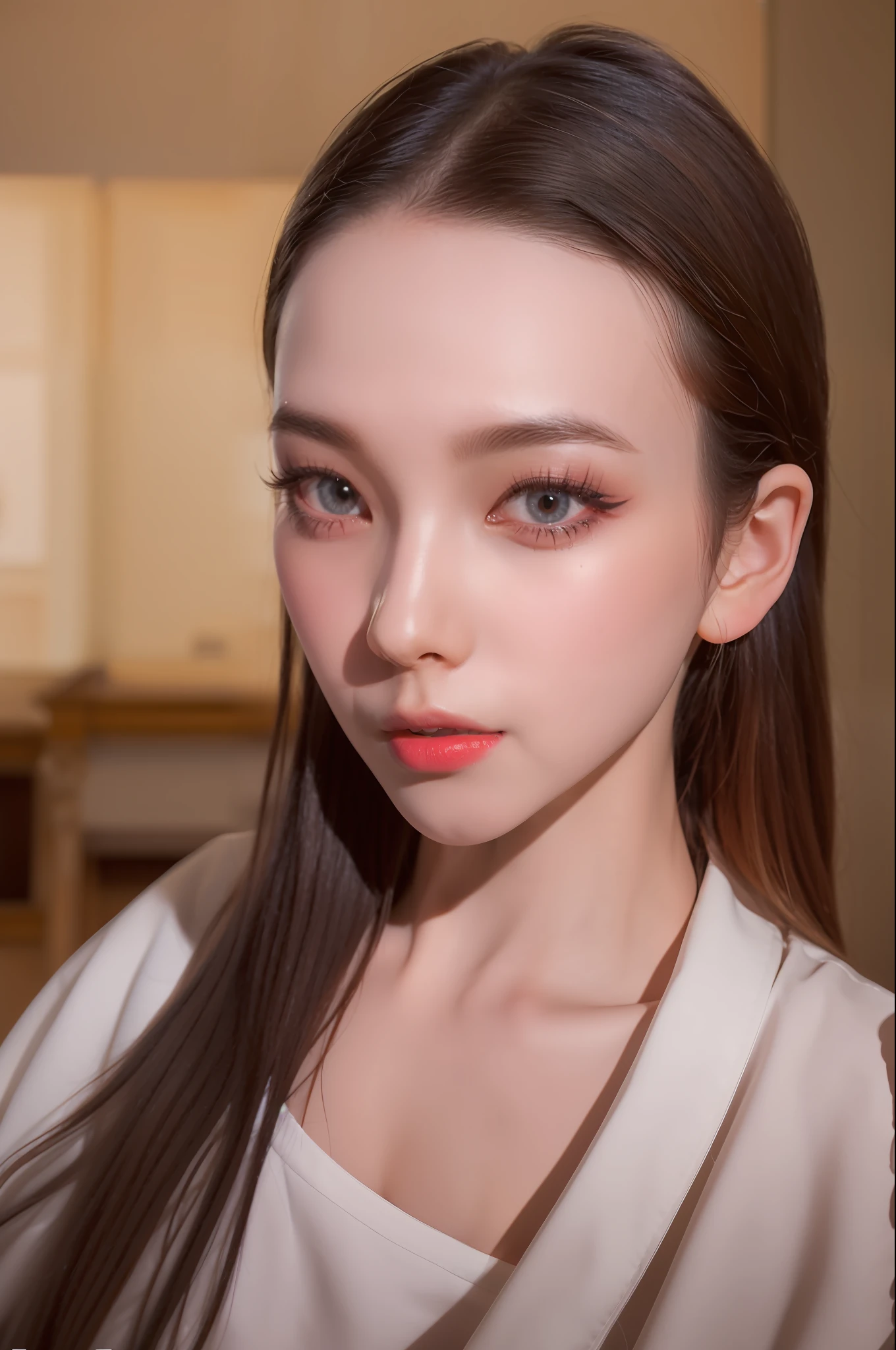 (8k, 4k, best quality, highres, ultra high res:1.1), (masterpiece, realistic, photo-realistic:1.1), 1girl, face, close-up, twintails, blonde hair, black eyes, red lips, (looking at viewer:2), absurdly long hair, long eyelashes, eyeshadow, small face, big eyes,
bare shoulders,
high contrast,