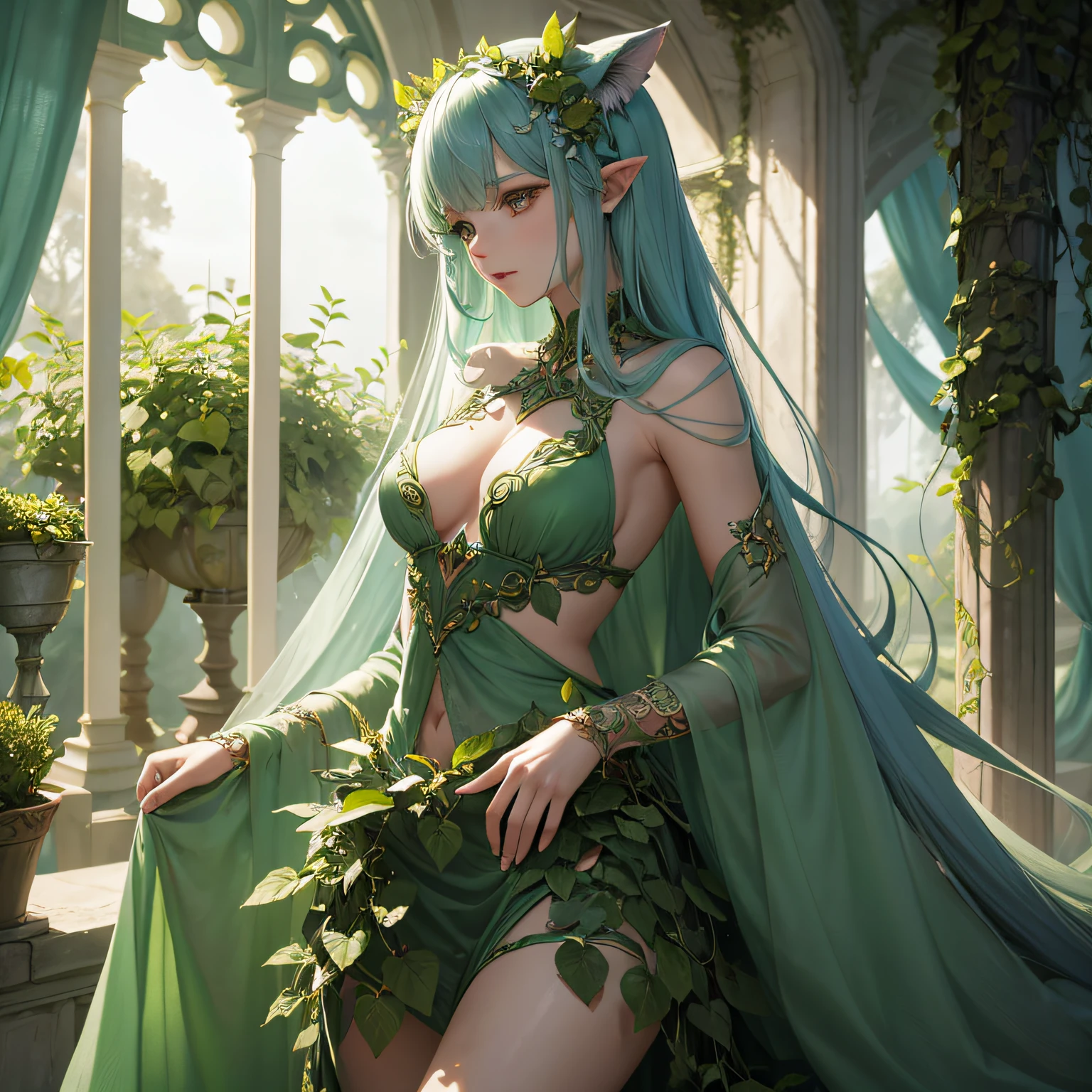 personification　femele　Dressed in plant ivy　wrapping the plant around the body　a beauty girl　Mystical　Fictional creatures　chimera　Human-shaped plants　Tentacles grow from the body　Ivy-like material grows from the body　Seated Pose
Captivating beauty
The relationship between magic and witchcraft
Beings that control humans
Tragic element
German folklore
Fusion of plant and human
Symbol of seduction
Mystical story
folklore