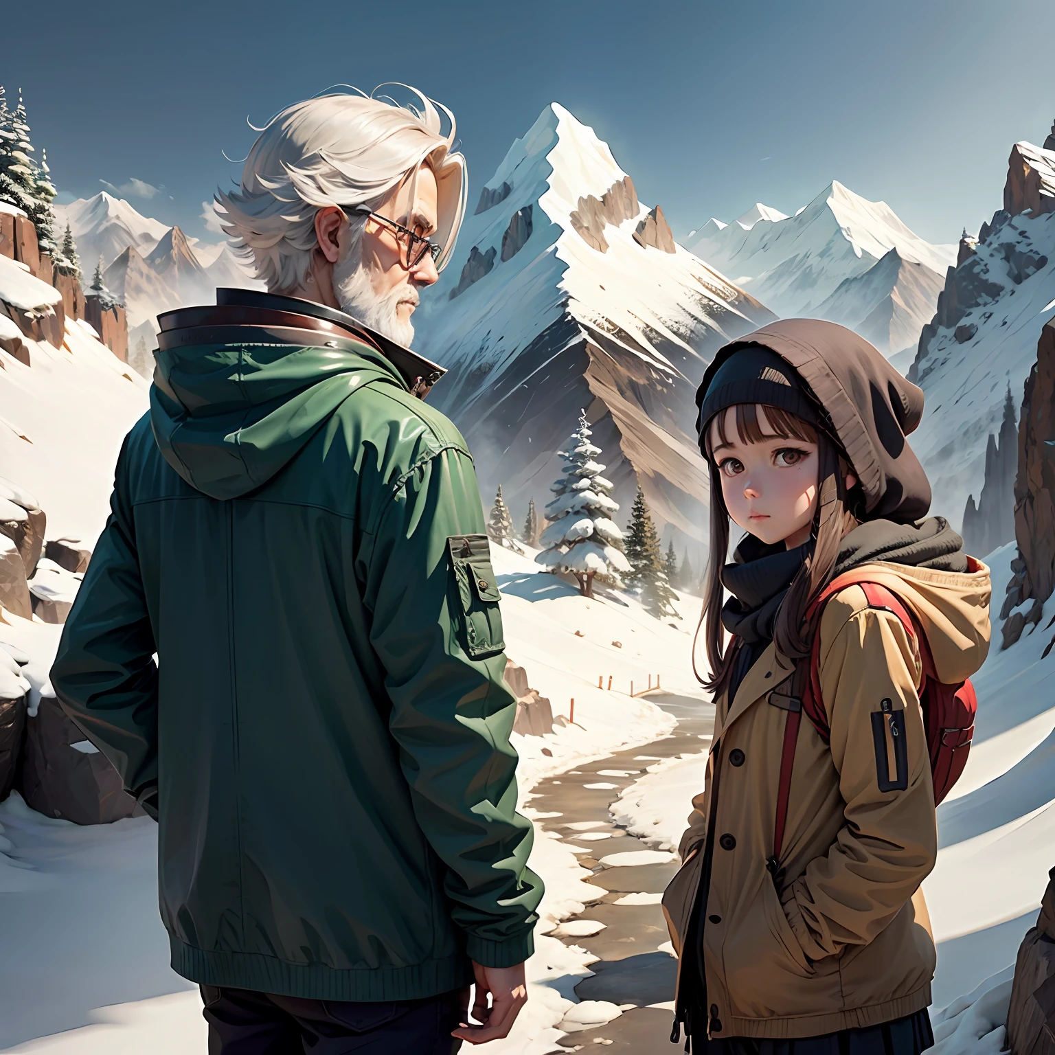 Elders,kind,quadratic element,style of anime,The background is deep inside the mountains --auto