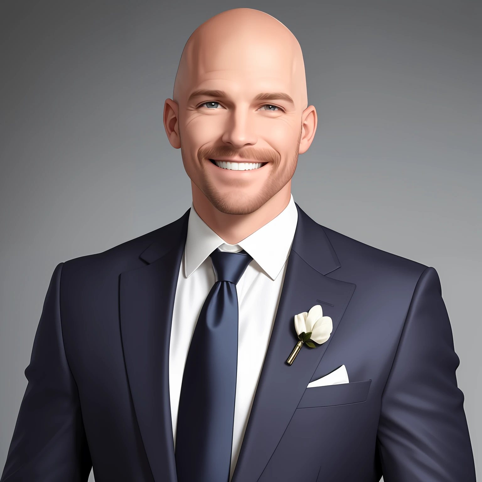 (a white man smiling, bald, jacket and tie;) | (homem elegante maduro terno formal)