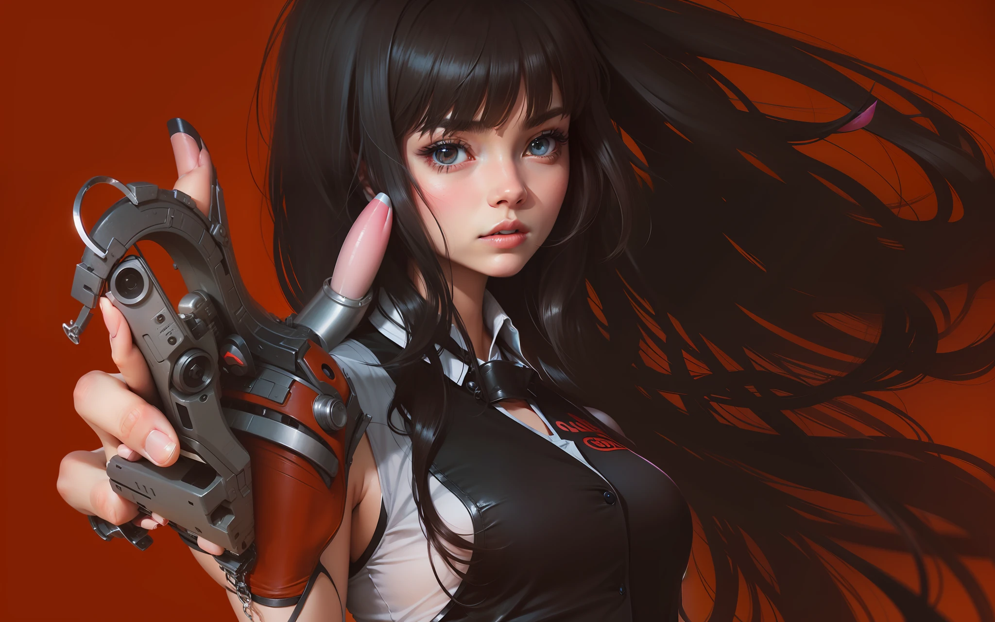 make this girl on a semirealistic style like a thumbnail of Anirap