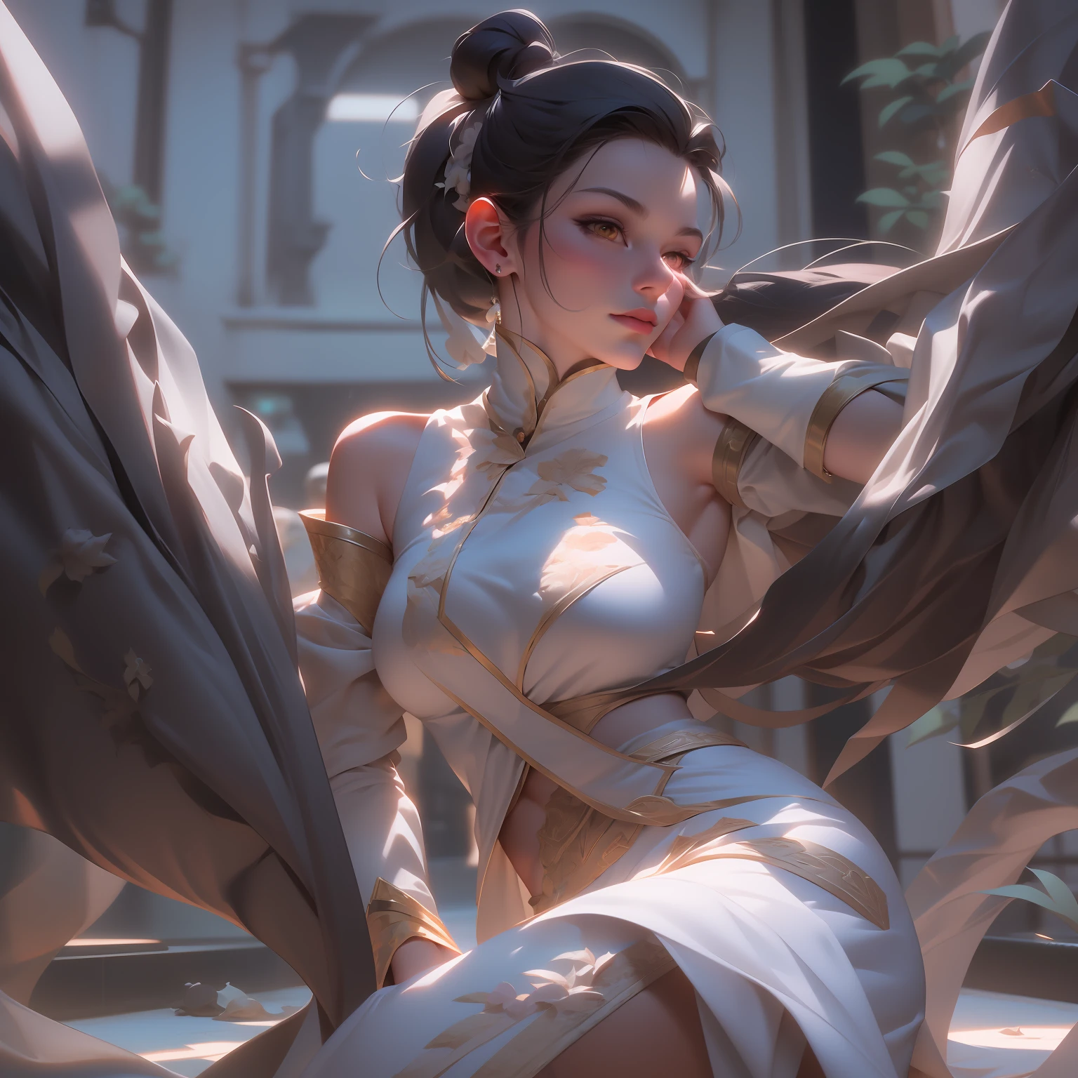 chunli jomp kick in dynamic action on the bird eye view of city roof top, artwork in the style of guweiz, detailed digital anime art, anime fantasy illustration, the dragon girl portrait, fanart best artstation, 2. 5 d cgi anime fantasy artwork, guweiz, fantasy art style, anime fantasy artwork, guweiz on artstation pixivม((Best quality)), ((masterpiece)), (detailed:1.4), 3D, an image of a beautiful female,HDR (High Dynamic Range),Ray Tracing,NVIDIA RTX,Super-Resolution,Unreal 5,Subsurface scattering,PBR Texturing,Post-processing,Anisotropic Filtering,Depth-of-field,Maximum clarity and sharpness,Multi-layered textures,Albedo and Specular maps,Surface shading,Accurate simulation of light-material interaction,Perfect proportions,Octane Render,Two-tone lighting,Wide aperture,Low ISO,White balance,Rule of thirds,8K RAW,