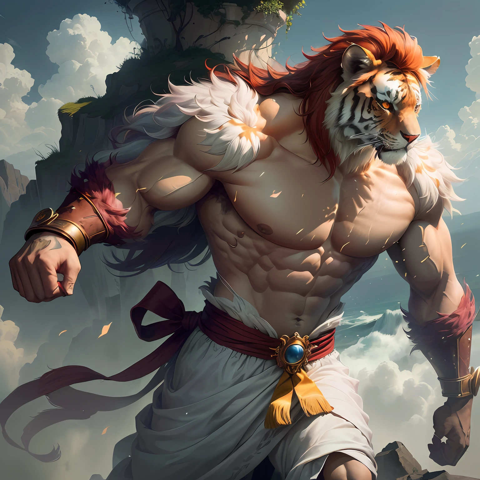 Anthropomorphic tiger,femele,The chest is huge,hairy bodies,Thick legs