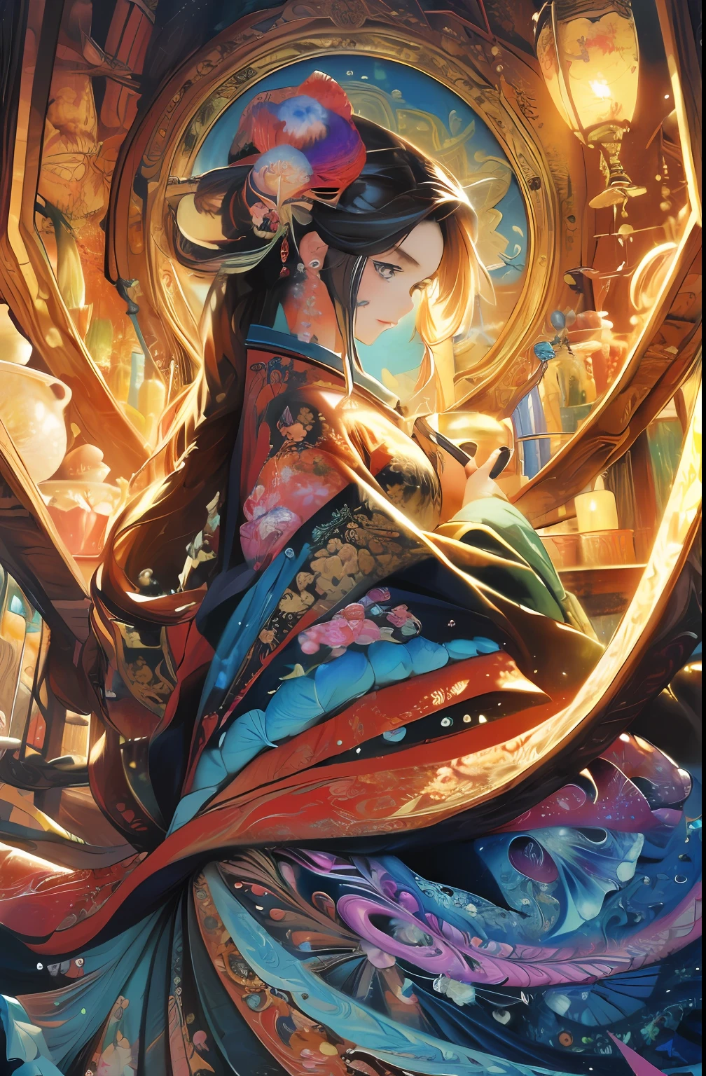 (masterpiece, top quality, best quality, official art, beautiful and aesthetic:1.2), (1girl), extreme detailed,(fractal art:1.3),colorful,highest detailed