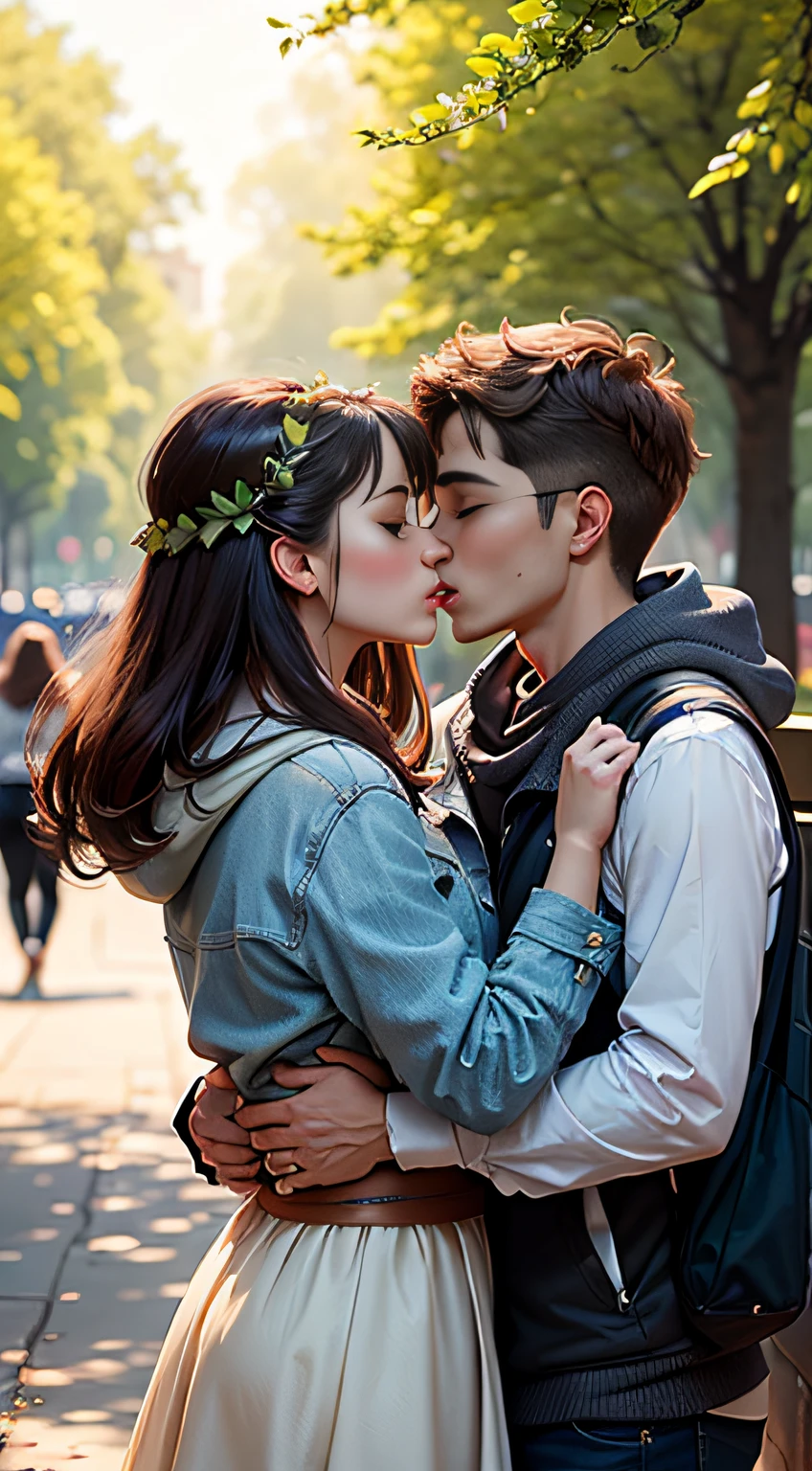 prompt a  couple kissed in  the park --auto
