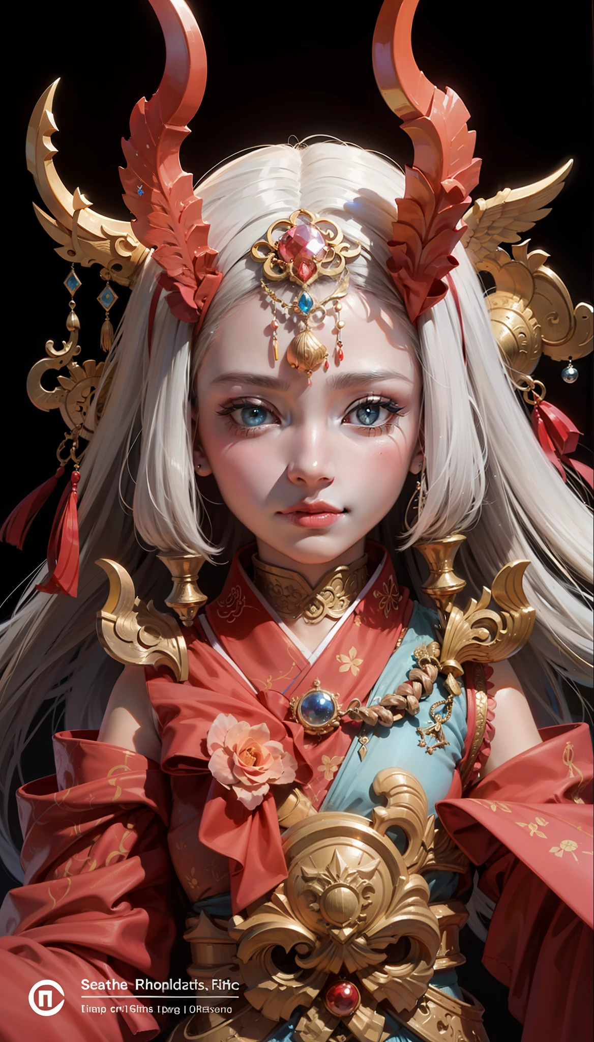 Dunhuang style, 1girle, (realistic, photorealistic :1.3), (((dance))), extremely delicate beautiful girl, supple fair skin, delicate facial features, perfect face, light makeup, peach blossom eye makeup, sexy collarbone, portrayed hand details, delicate hands, delicate eyelashes, delicate eyes, bare shoulders, stunning beauty, extreme details, realistic details, best quality, highly detailed, masterpiece, shoulder, navel, flying pipa girl, The background is a Dunhuang mural, dance moves, one hand raised above the head, One hand stretched forward, Buddhist pose, gray hair, long hair, complex hair accessories, Chinese hairpins, fluttering ribbons, dynamic perspective, hair bubbles, flowers on the head, gradient eyes, smile, surrealism, high detail, romanticism, cinematic lighting, glitter, reflected light, UHD, retina, masterpiece, super detail, textured skin, anatomically correct, high detail, best quality, high resolution, high quality, award-winning, 8K