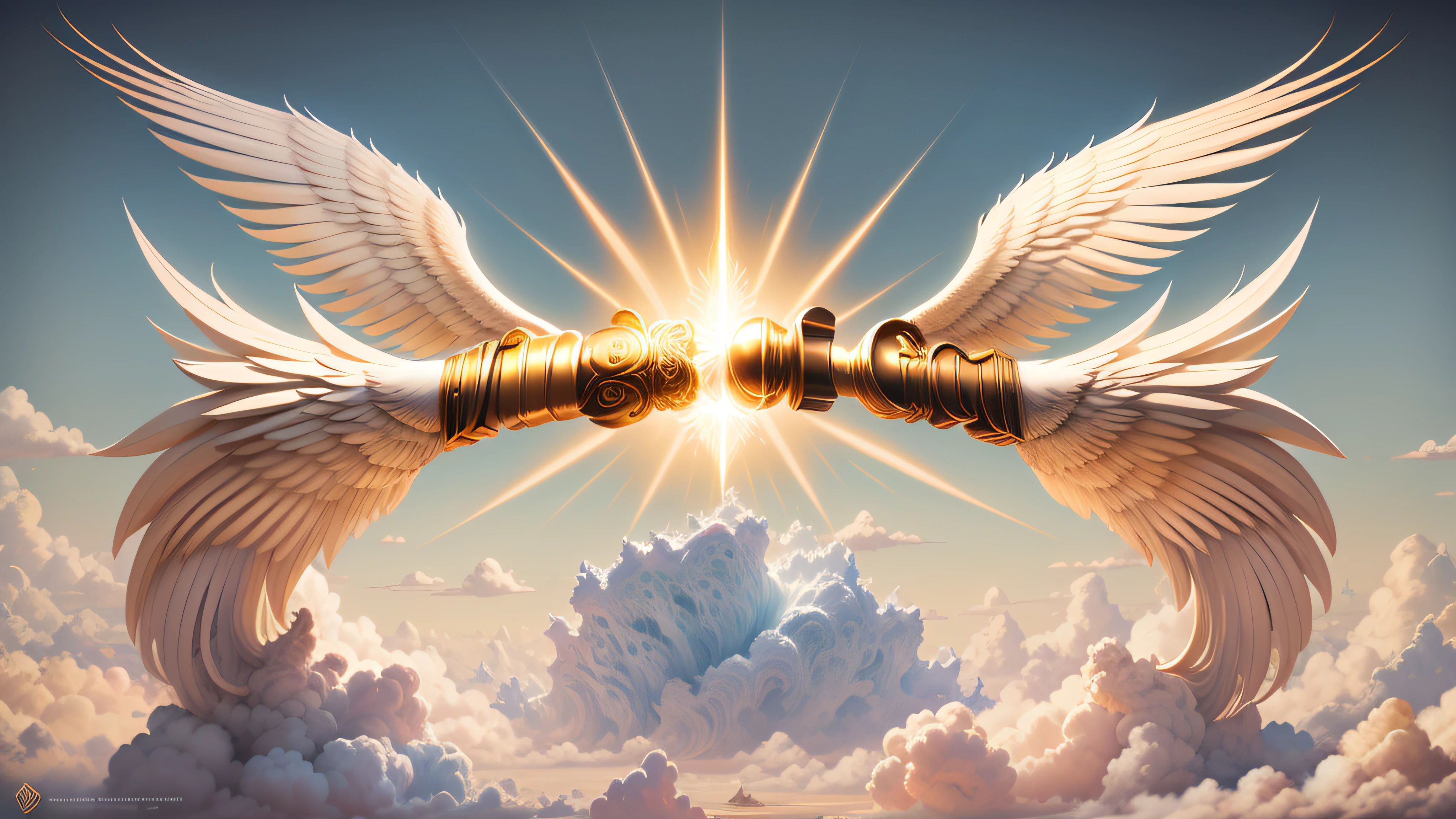 Um logo luxuoso, Angelic theme, com o título Wings of God