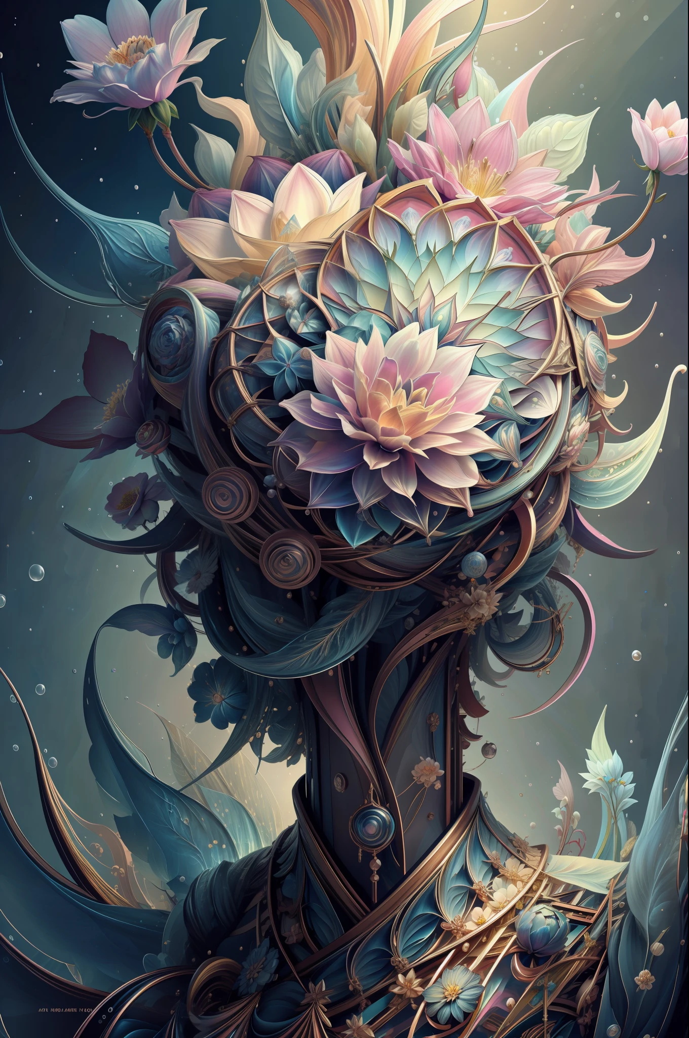 (Masterpiece, Top Quality, Best Quality, Official Art, Beautiful and Aesthetic: 1.2), (1 Flower), Upper Body, Extremely Detailed, (Fractal Art: 1.3), Colorful, Most Detailed